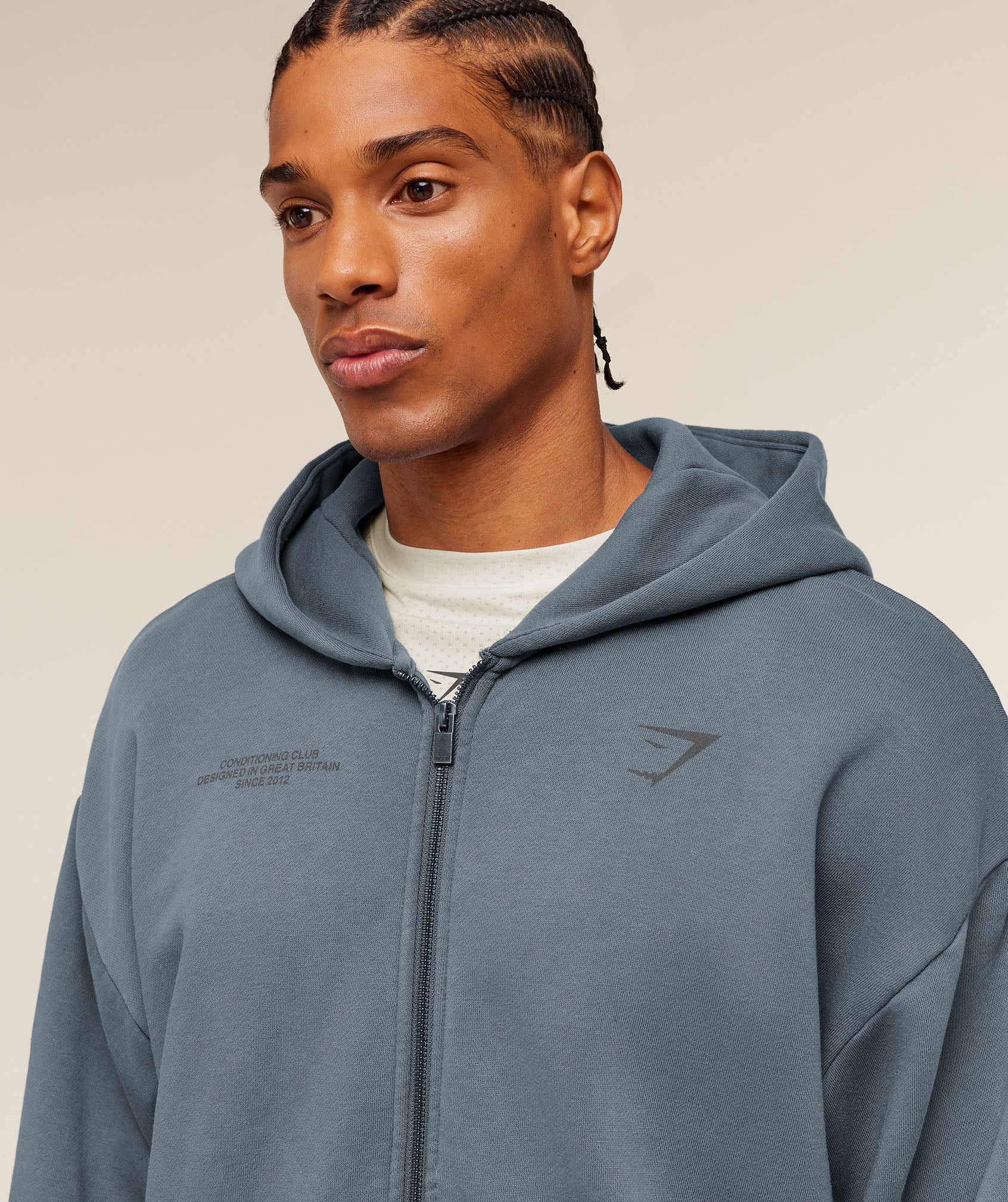 Gymshark Conditioning Club Washed Zip Through Hoodie - Iron Blue/Wash - Image 6