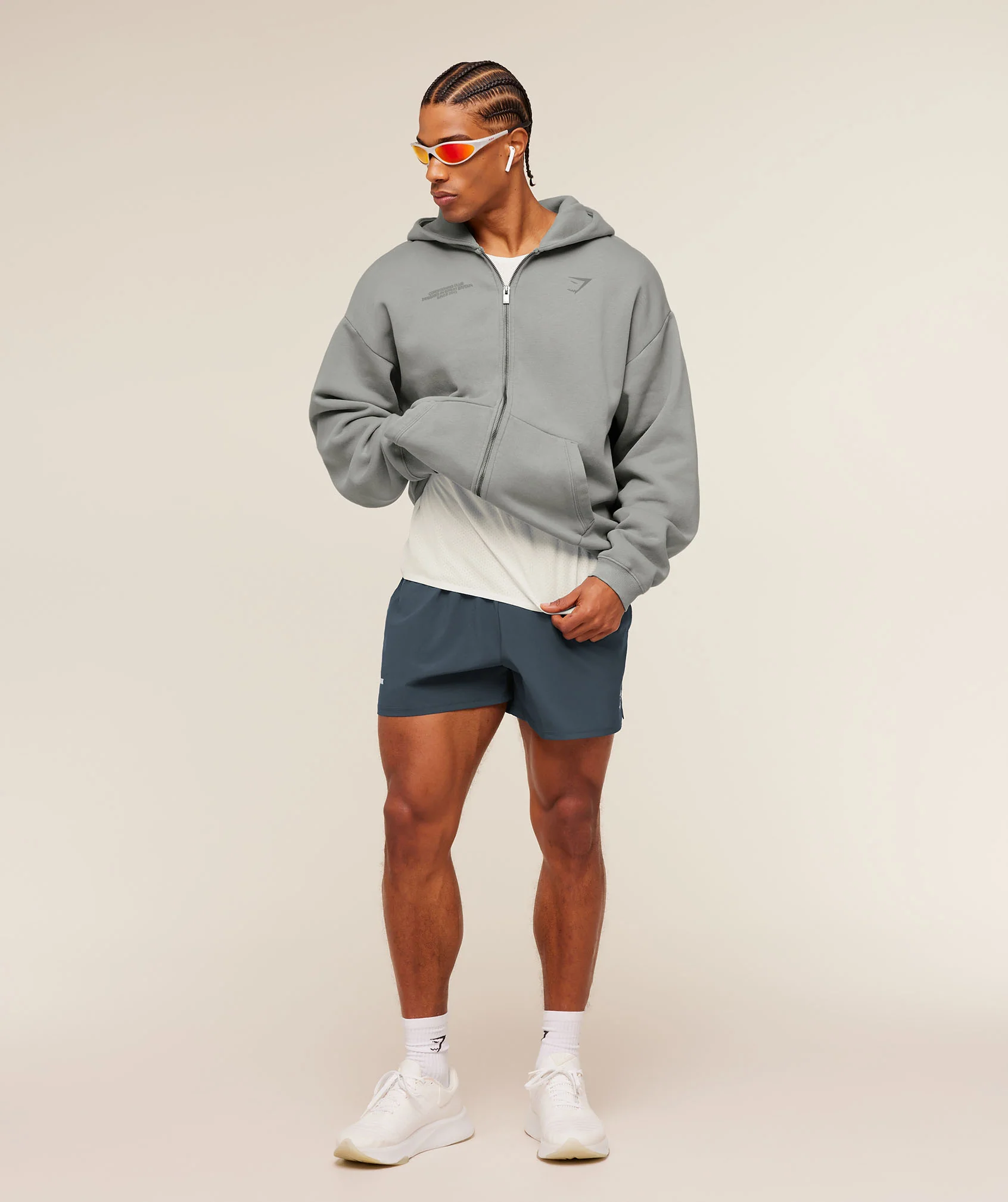 Gymshark Conditioning Club Washed Zip Through Hoodie - Smokey Grey/Wash - Image 4