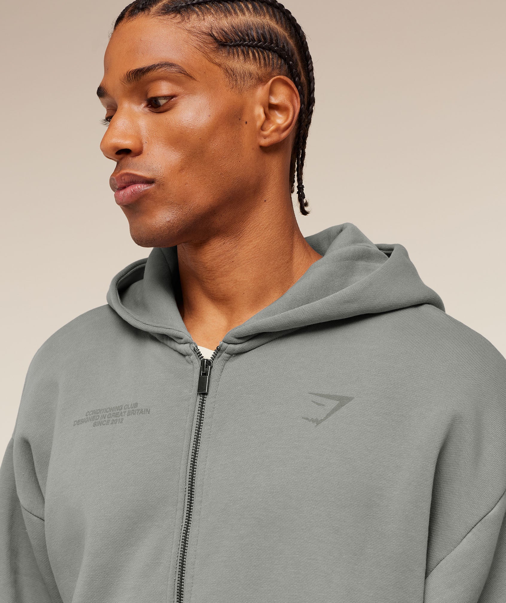 Gymshark Conditioning Club Washed Zip Through Hoodie - Smokey Grey/Wash - Image 5