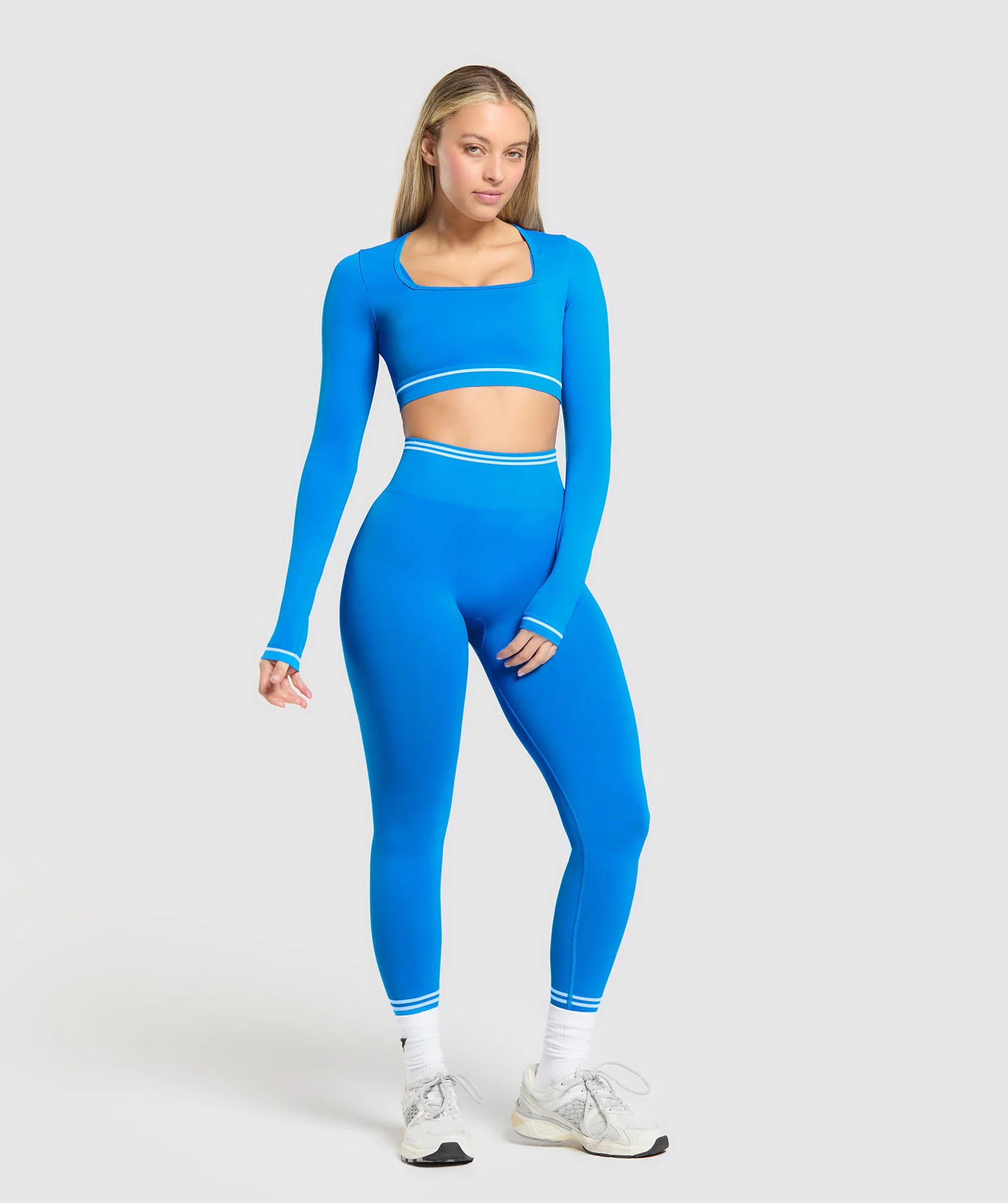 Gymshark Contrast Seamless Crop Top - Barbell Blue - Image 3