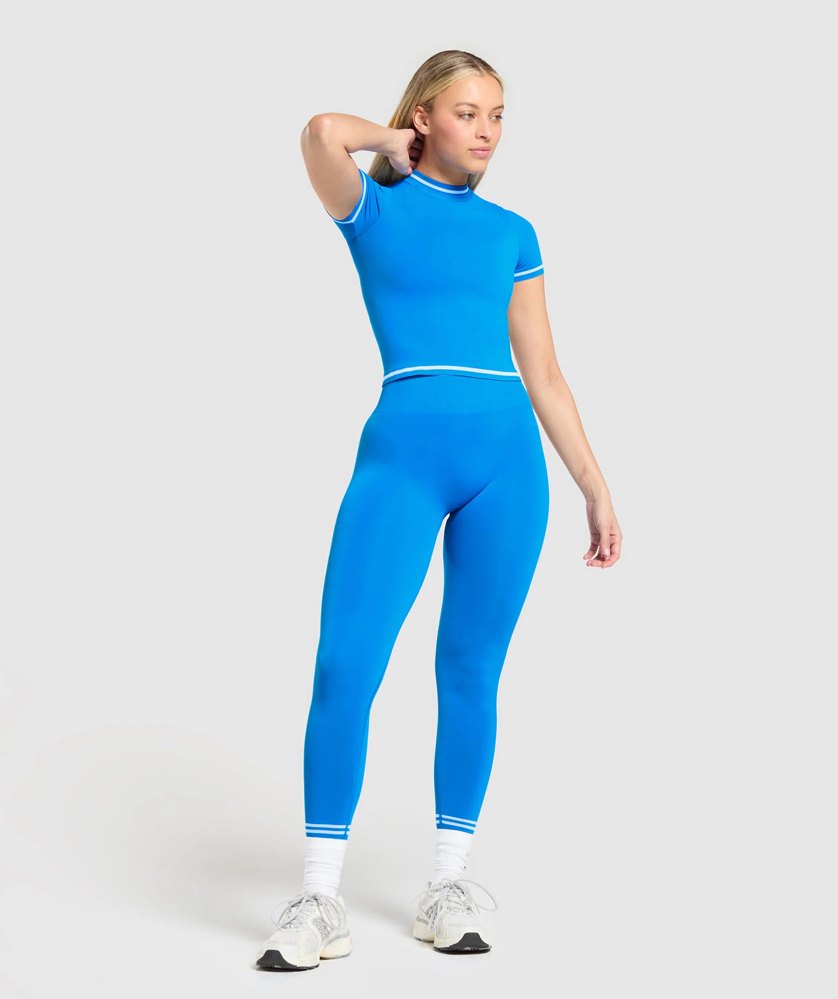 Gymshark Contrast Seamless Midi Tee - Barbell Blue - Image 6