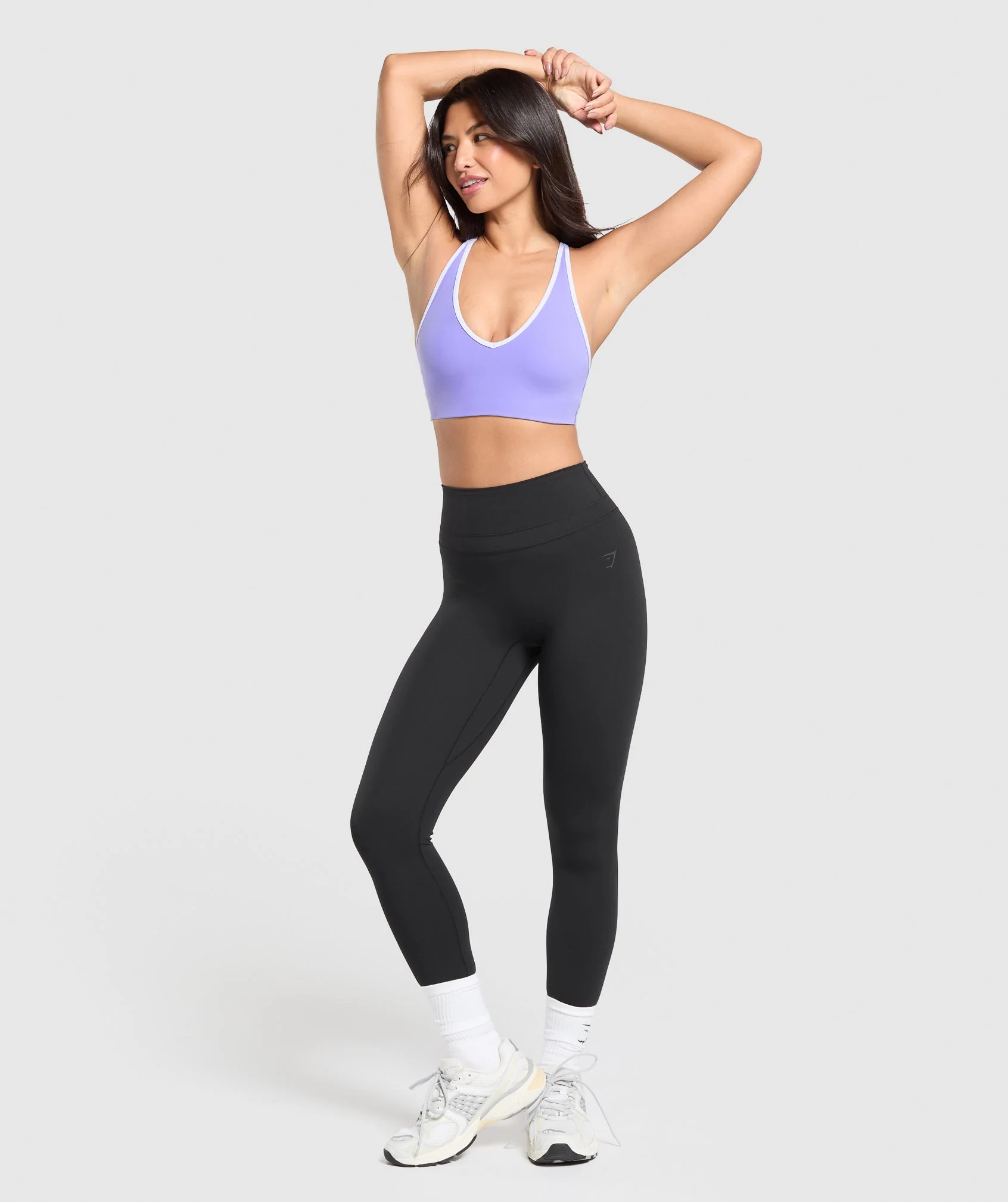 Gymshark Contrast Trim Halter Neck Sports Bra - Record Purple/Fresh Lilac - Image 5