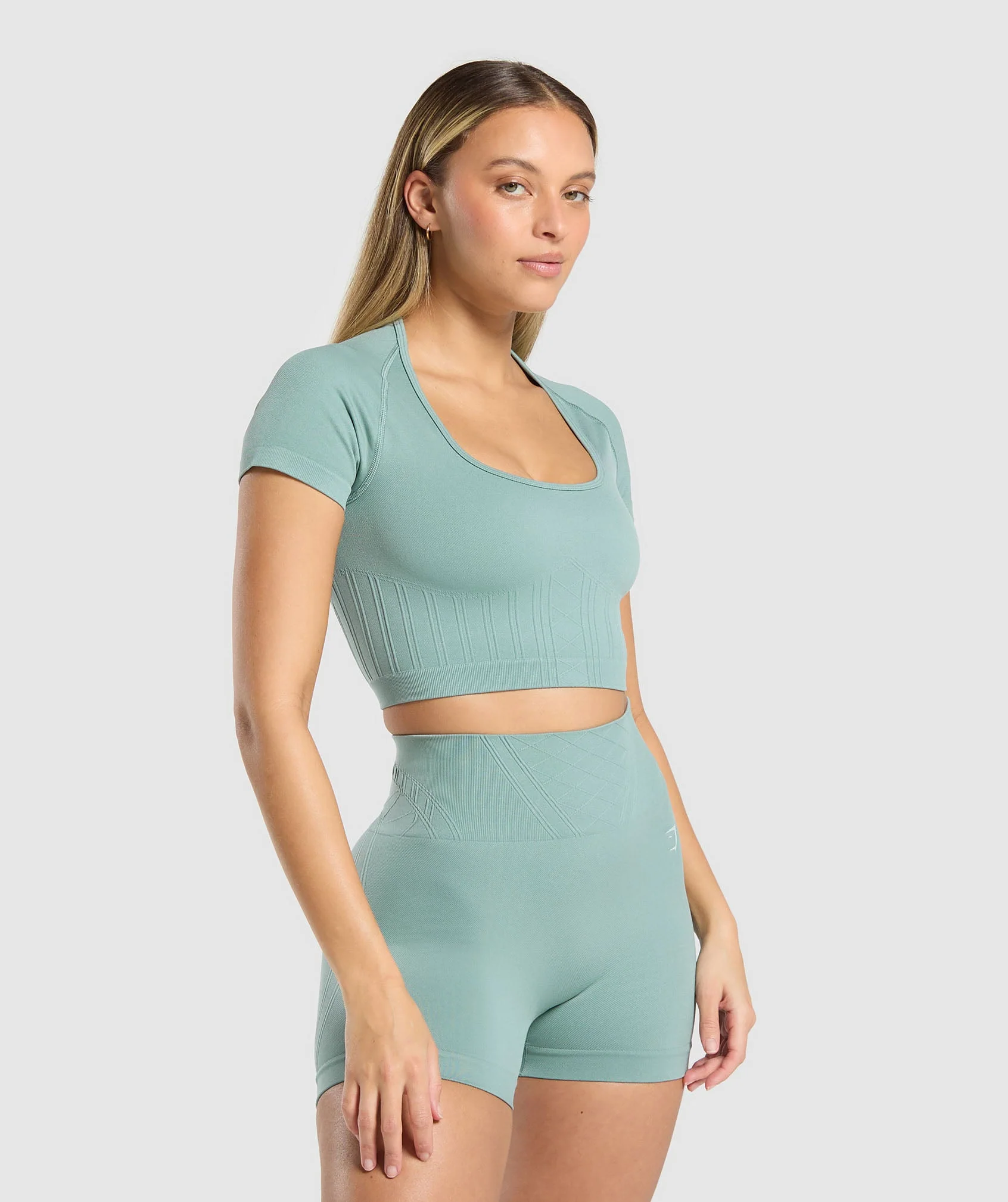 Gymshark Corset Seamless Crop Top - Celeste Blue - Image 3