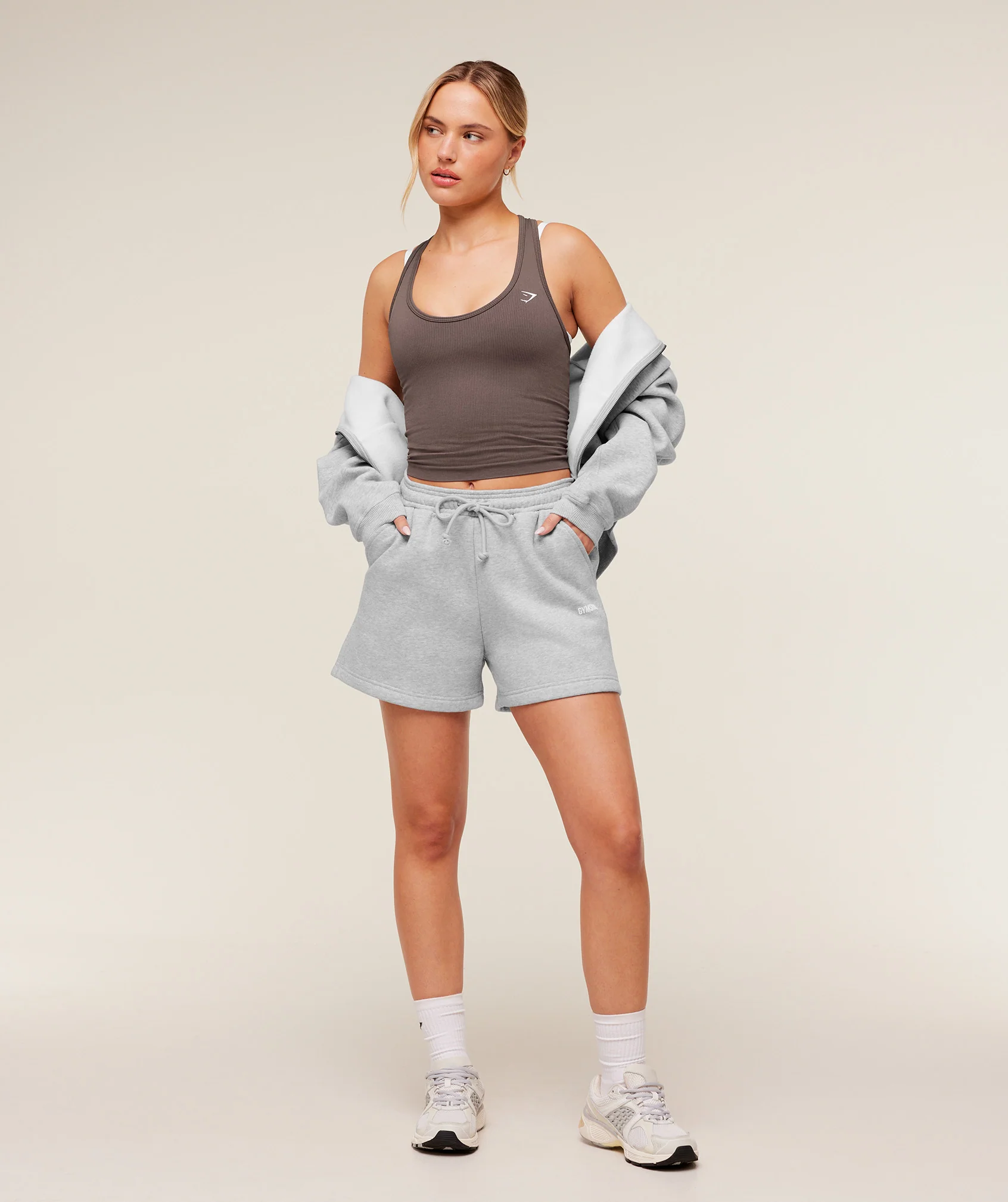 Gymshark Cosy Luxe Shorts - Bros Soft Grey Marl - Image 4
