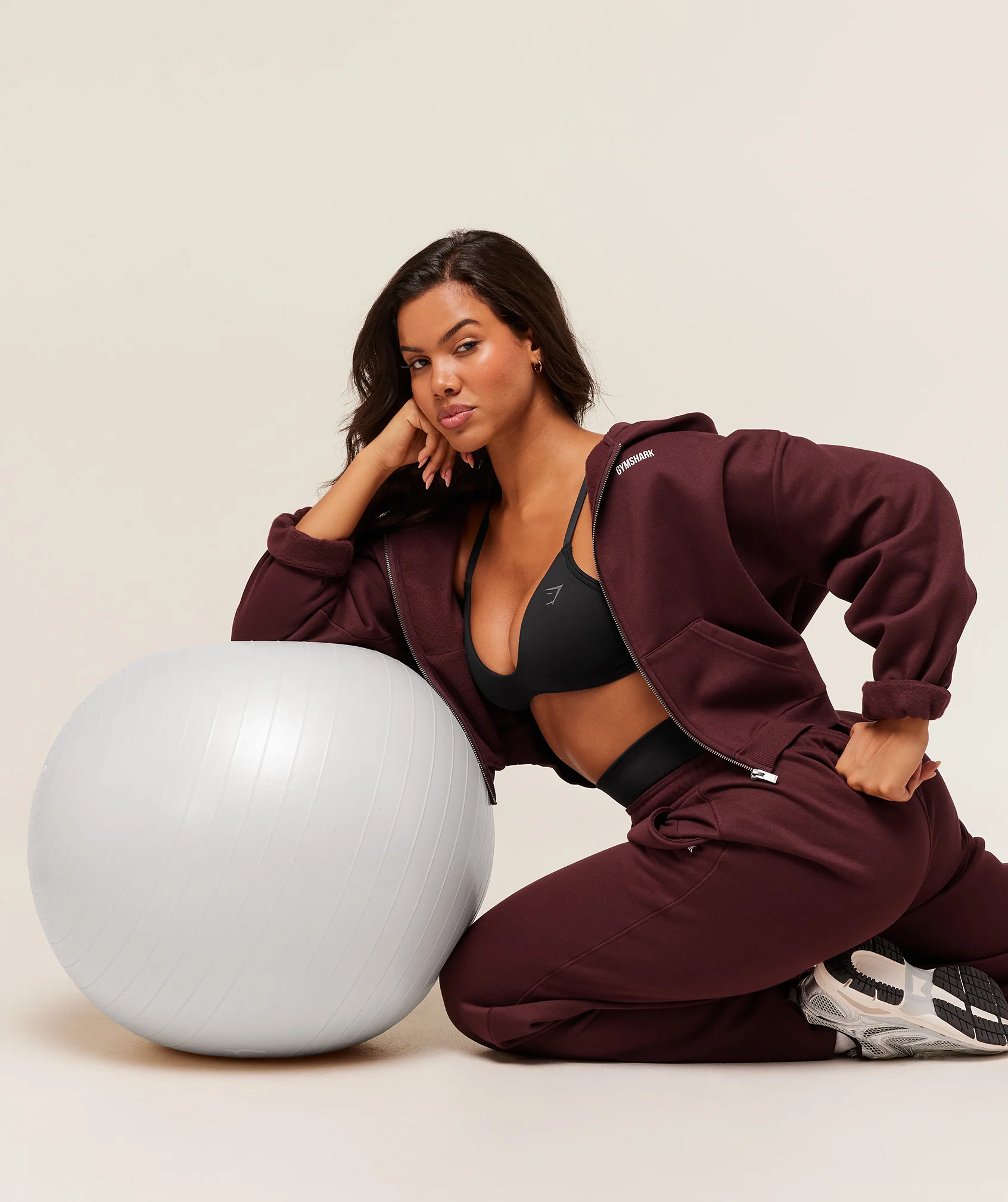 Gymshark Cosy Luxe Zip Through Hoodie - Rich Maroon - Image 5