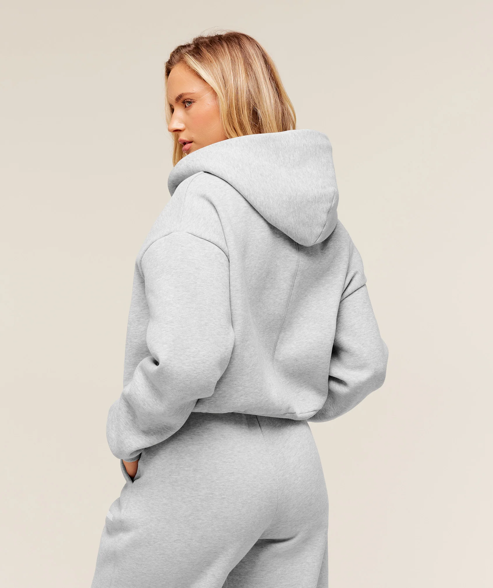 Gymshark Cosy Luxe Zip Through Hoodie - Soft Grey Marl - Image 3