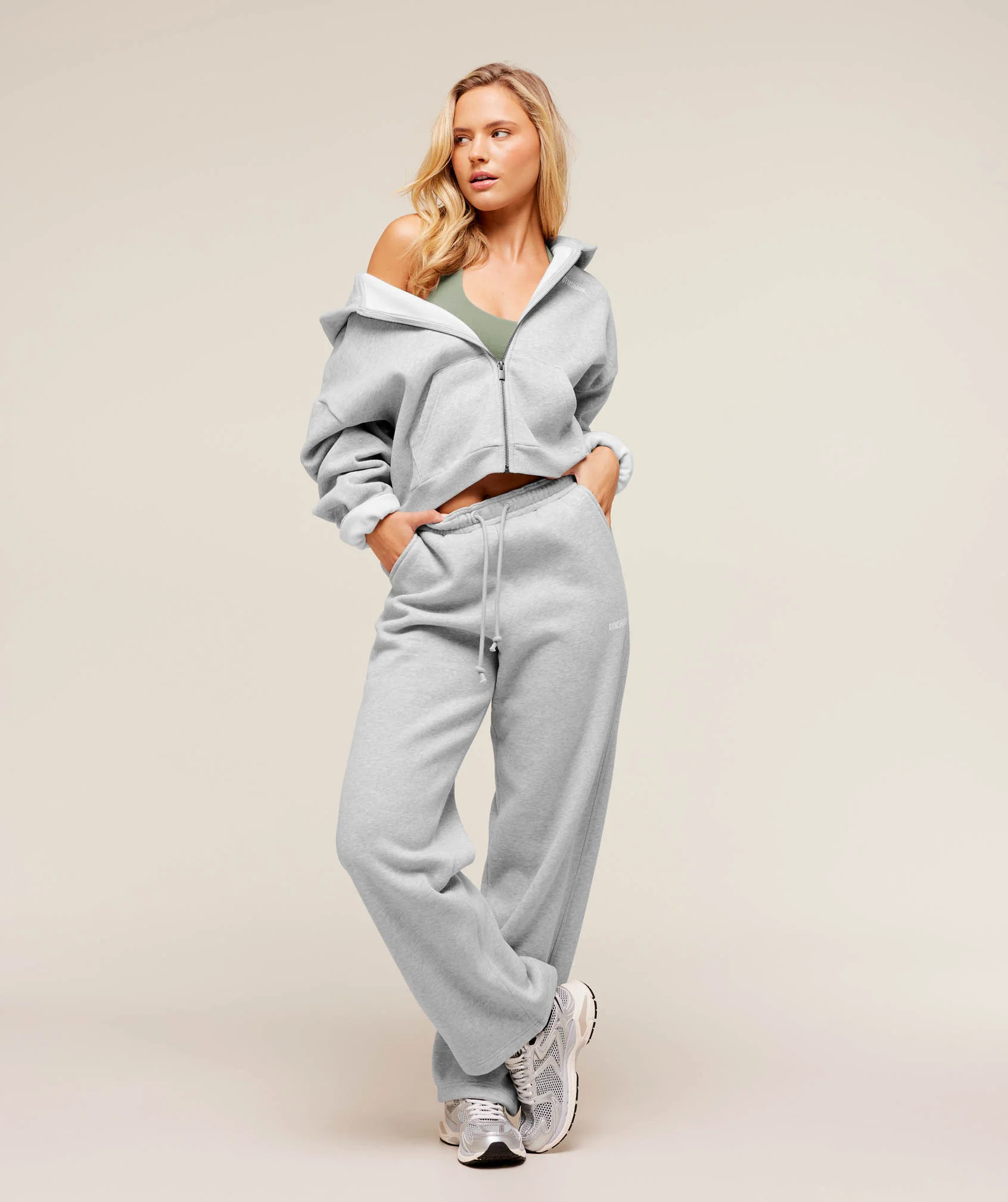 Gymshark Cosy Luxe Zip Through Hoodie - Soft Grey Marl - Image 5