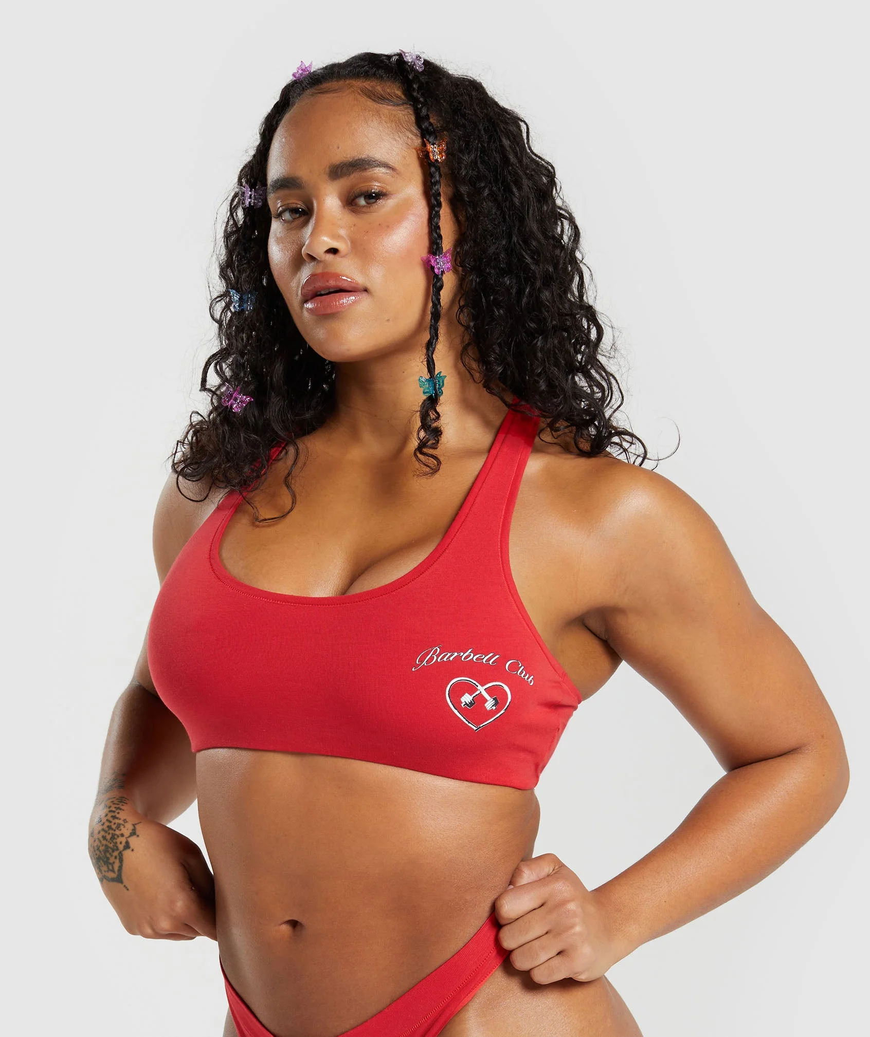Gymshark Cotton Graphic Bralette - Jamz Red - Image 3