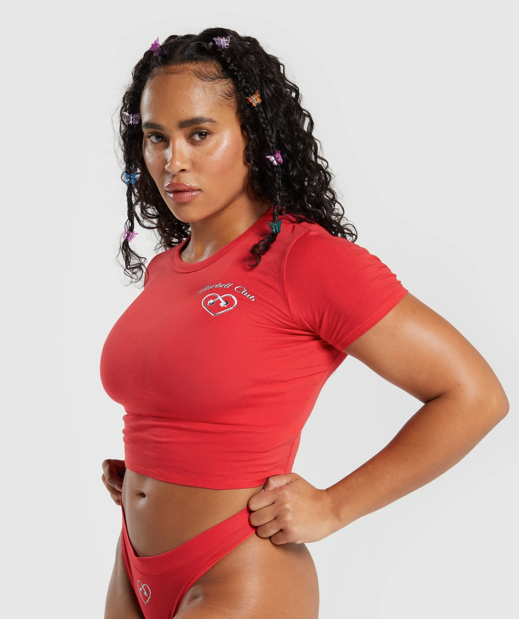 Gymshark Cotton Graphic Crop Top - Jamz Red - Image 3