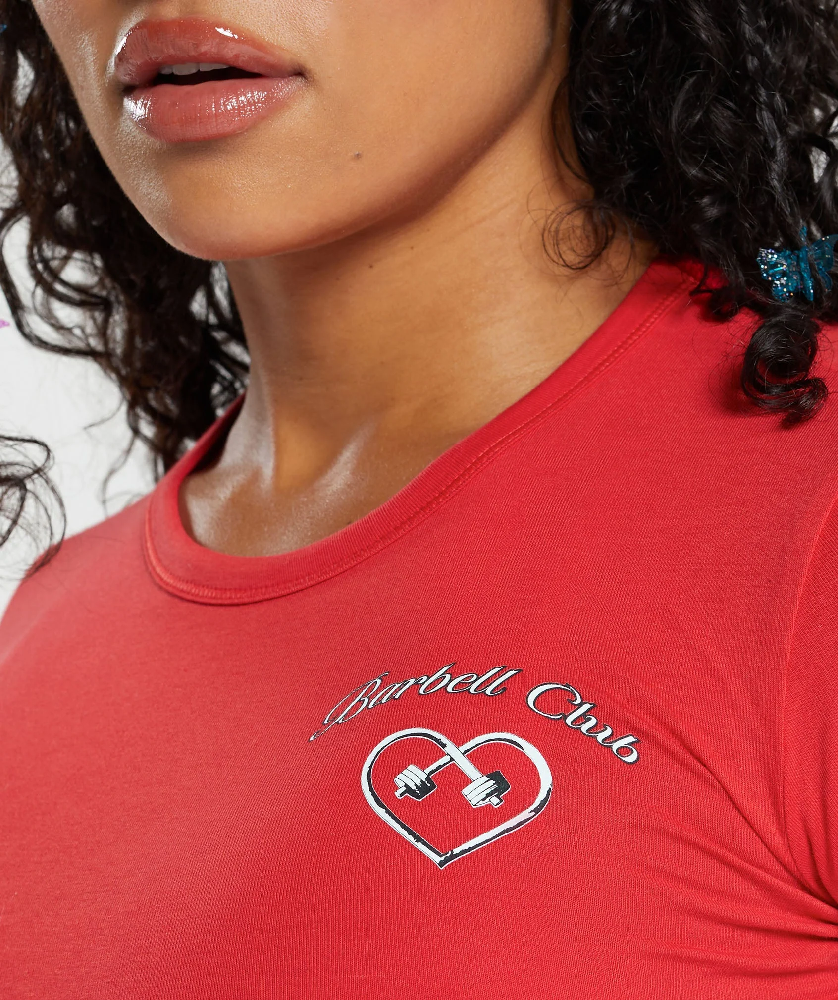 Gymshark Cotton Graphic Crop Top - Jamz Red - Image 5