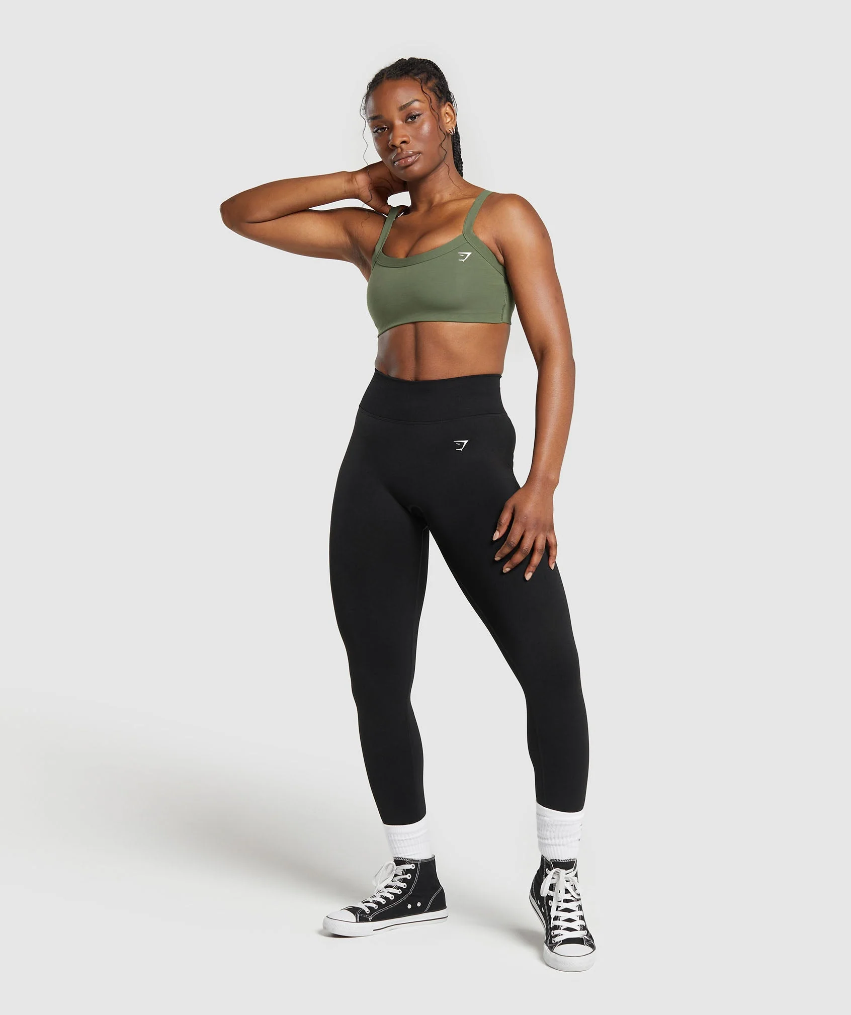 Gymshark Cotton Lifting Sports Bra - Core Olive - Image 4