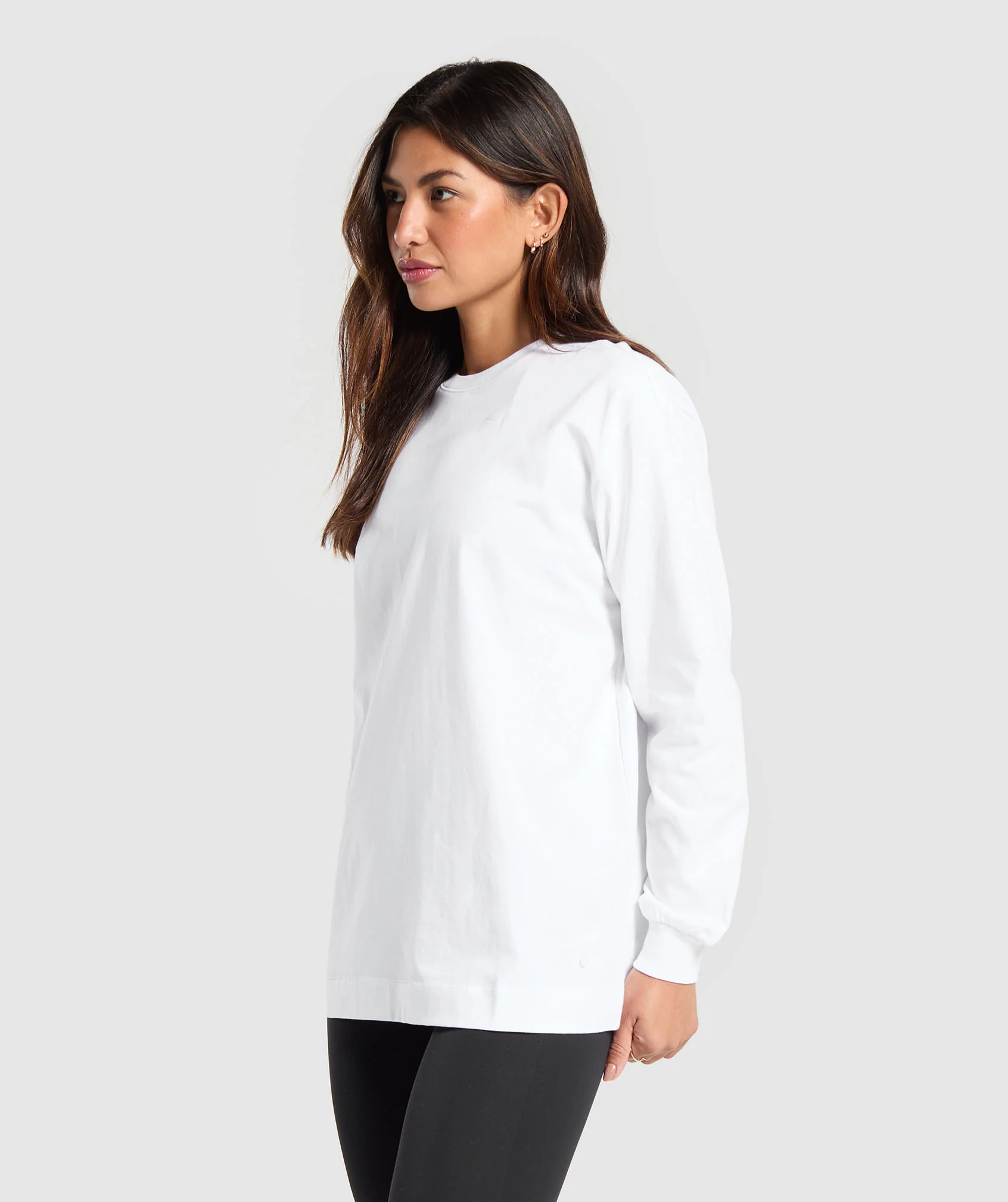 Gymshark Cotton Oversized Long Sleeve Top - White - Image 3