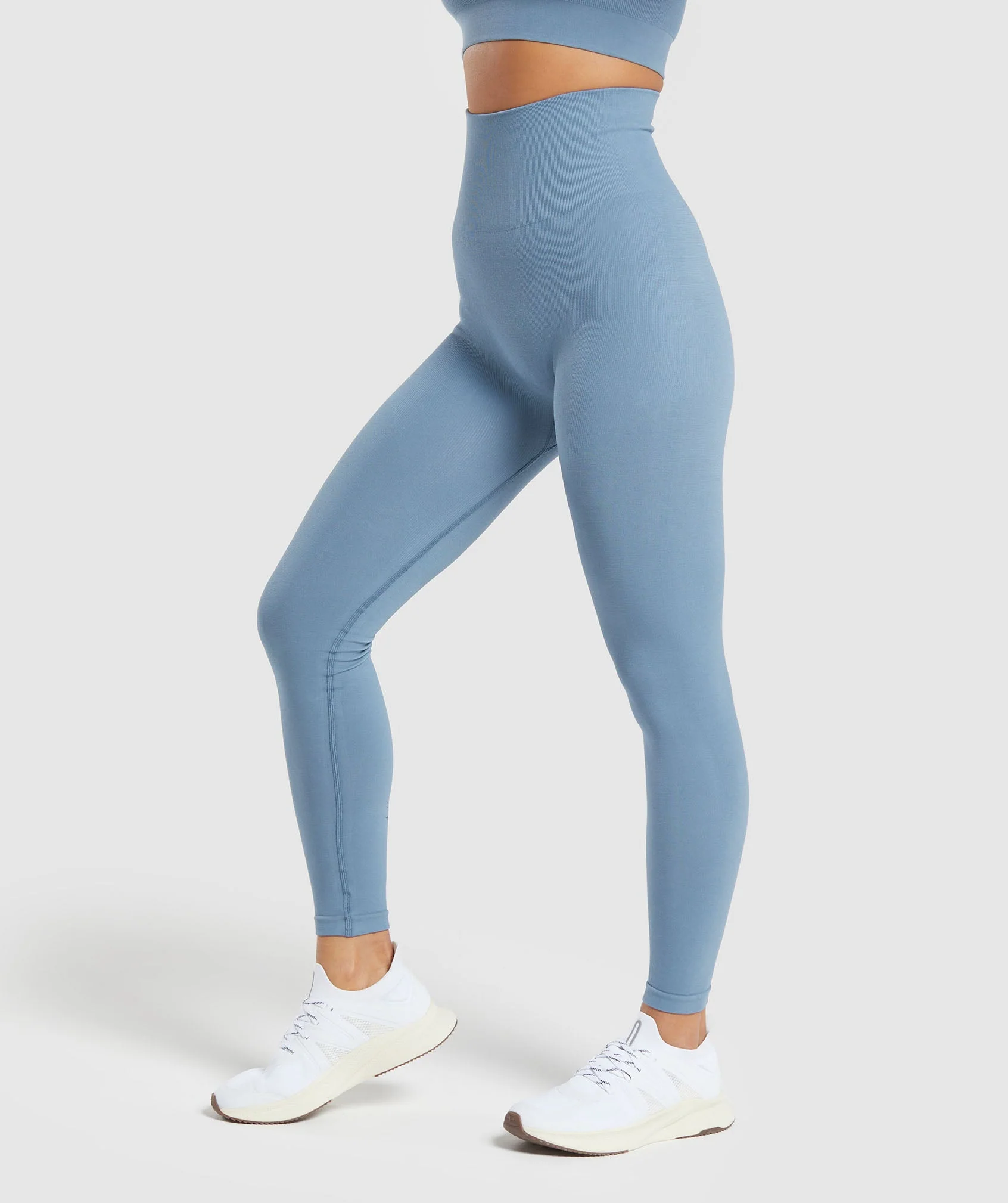Gymshark Cotton Seamless Leggings - Faded Blue - Image 3