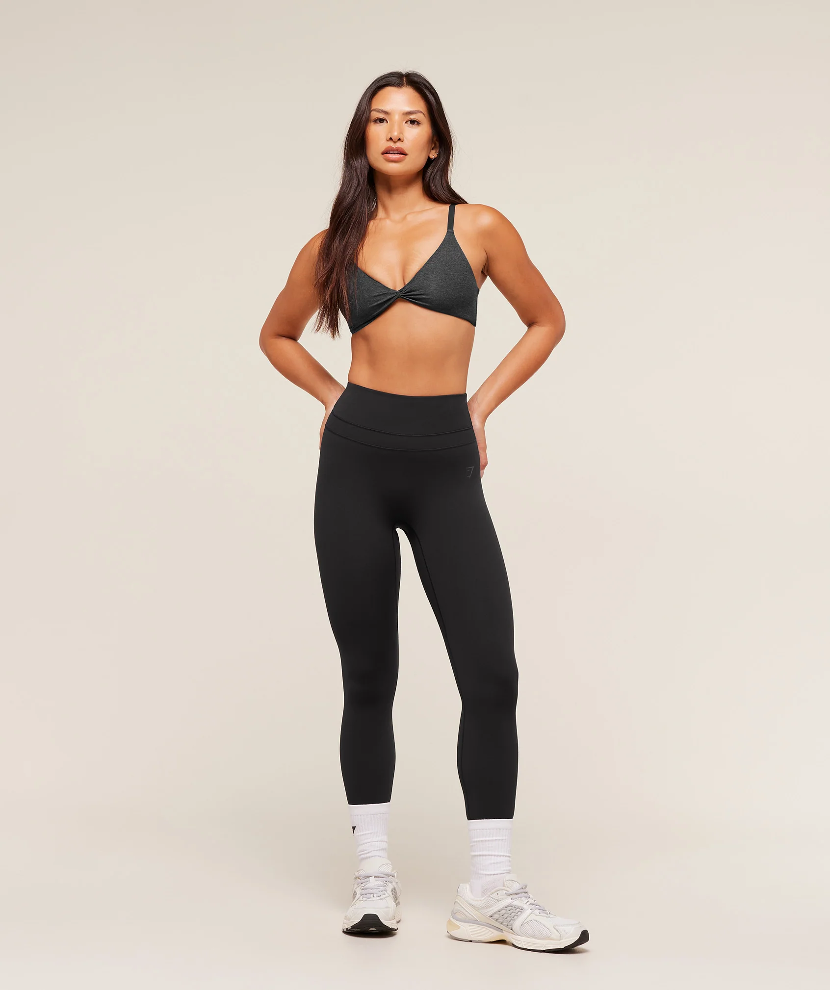 Gymshark Cotton Twist Front Bralette - Bros Midnight Black Marl - Image 4