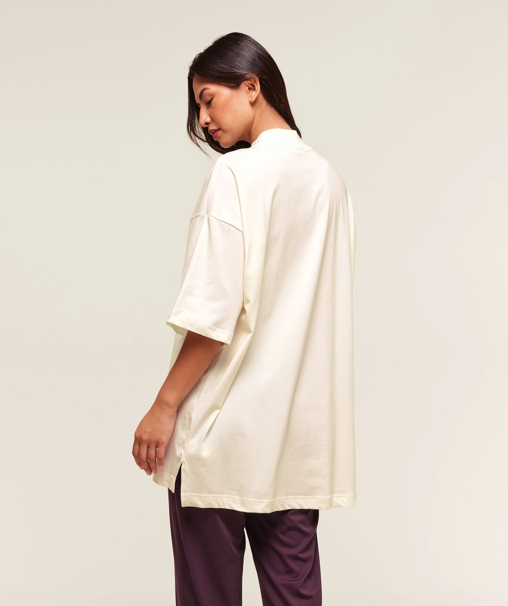 Gymshark Covered Longline Cotton T-Shirt - Soft White - Image 2