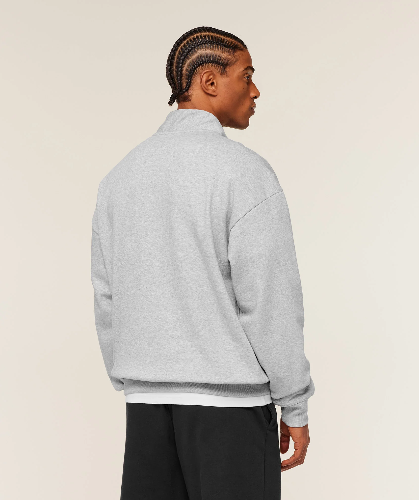 Gymshark Crest Oversized 1/4 Zip - Light Grey Core Marl - Image 2