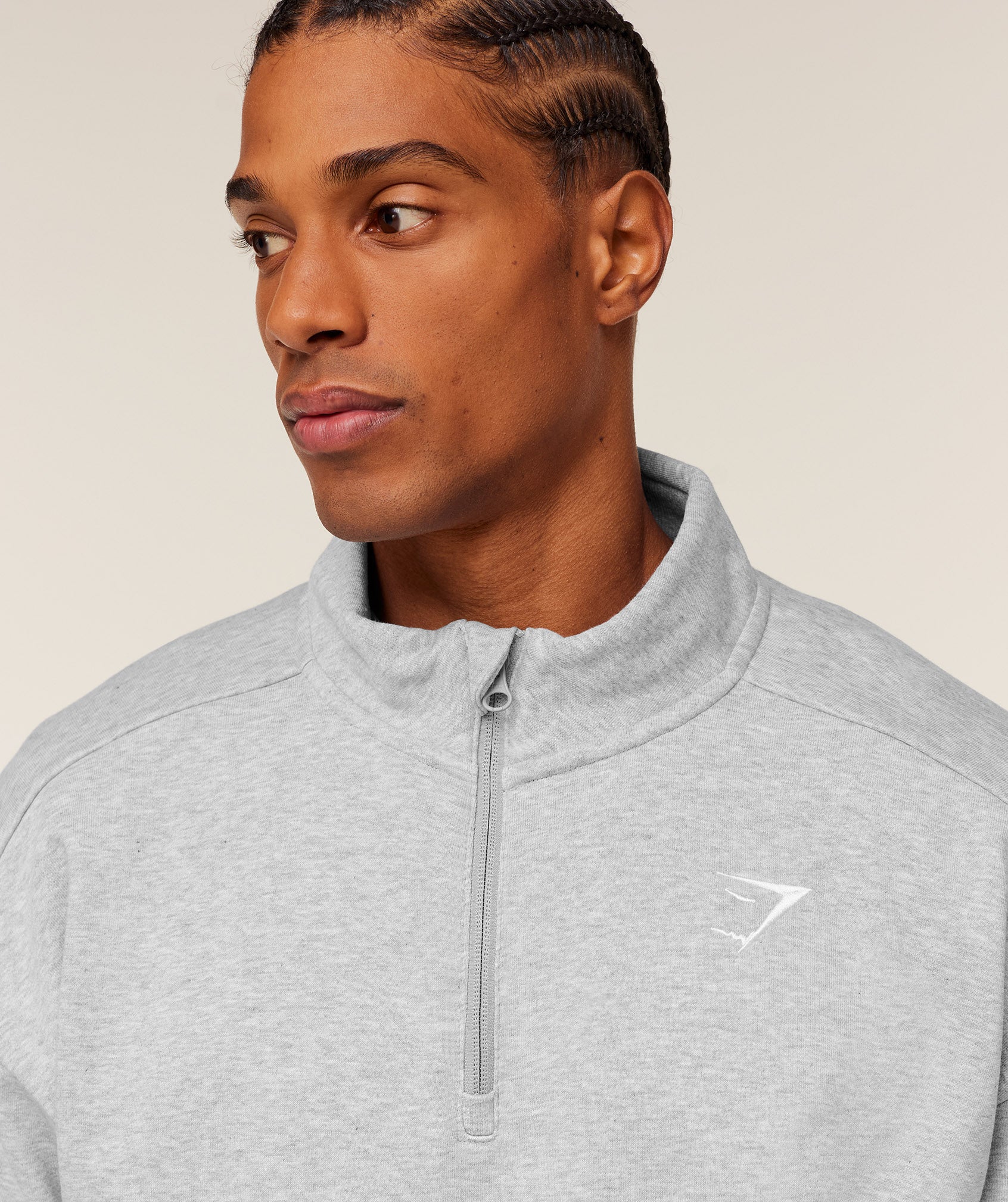 Gymshark Crest Oversized 1/4 Zip - Light Grey Core Marl - Image 5