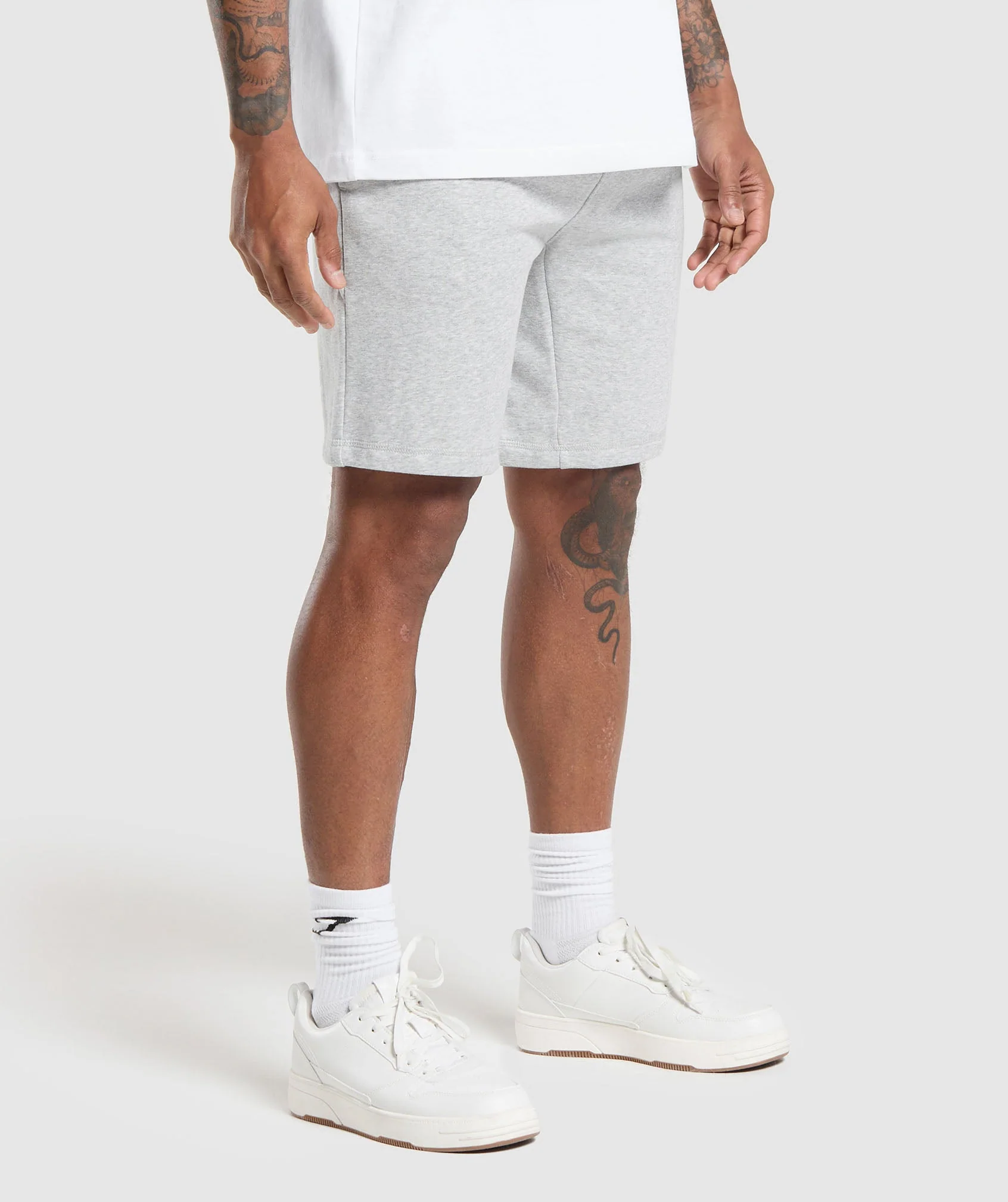 Gymshark Crest 9" Shorts - Light Grey Marl - Image 3