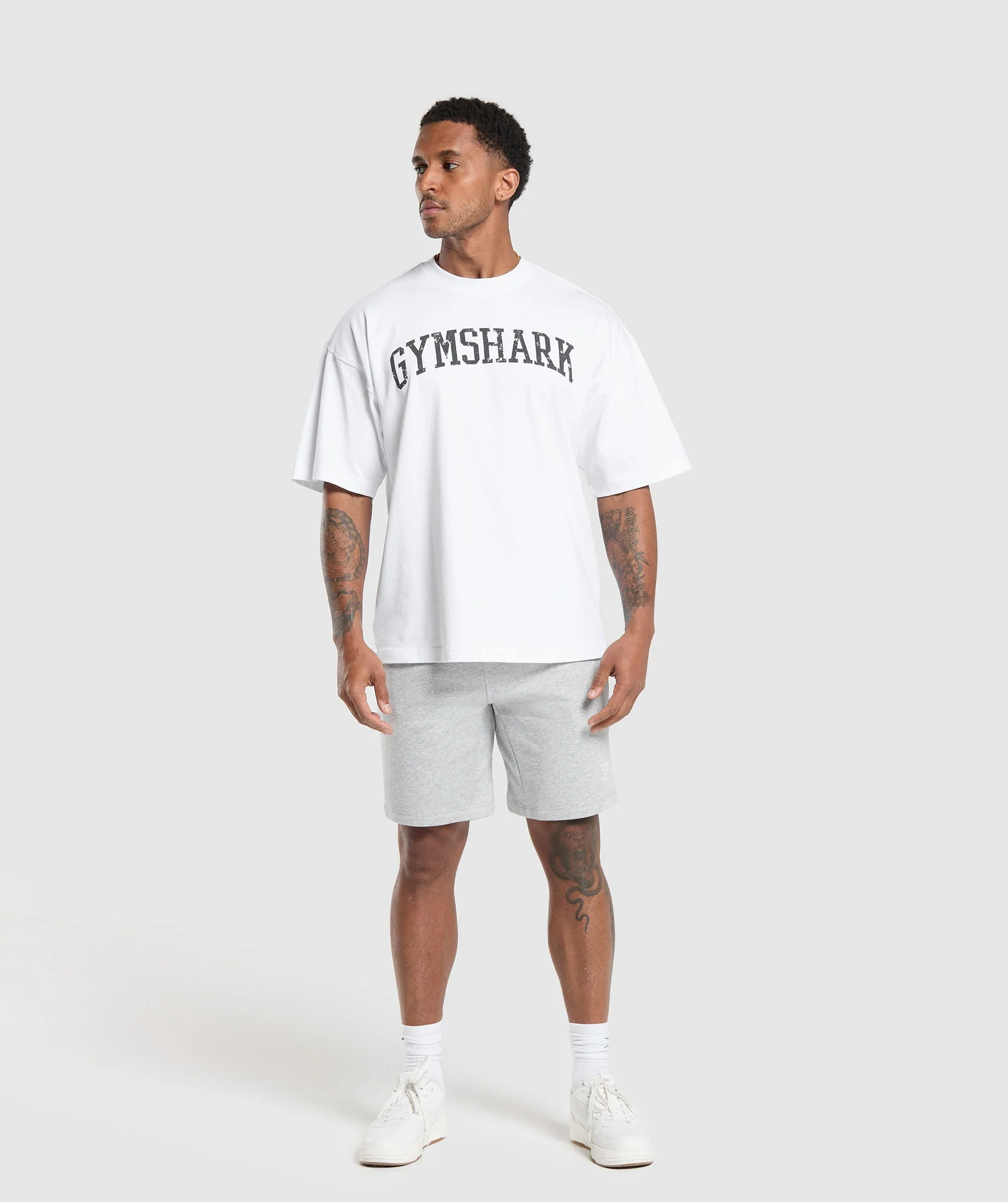 Gymshark Crest 9" Shorts - Light Grey Marl - Image 4