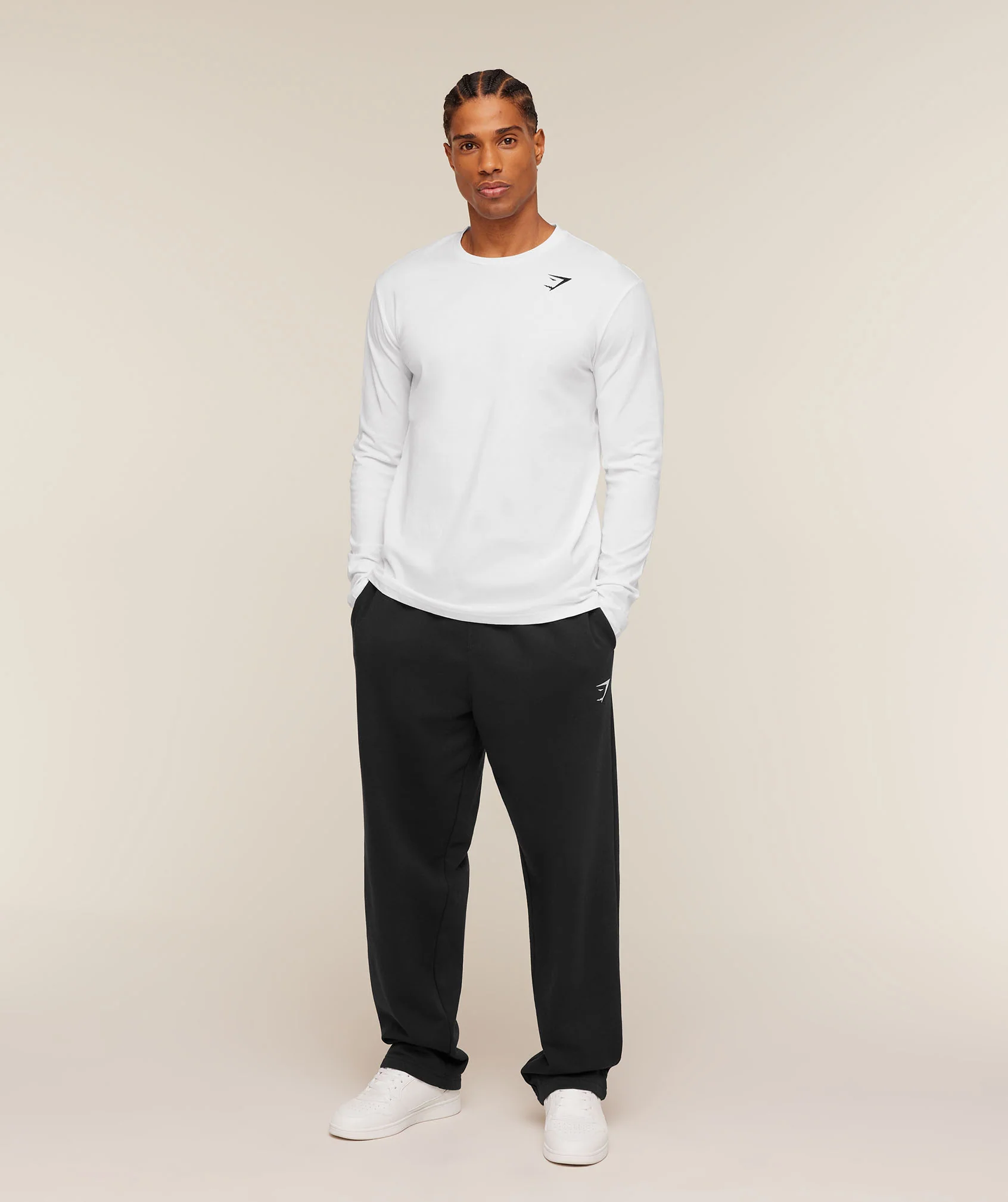 Gymshark Crest Long Sleeve T-Shirt - White - Image 5