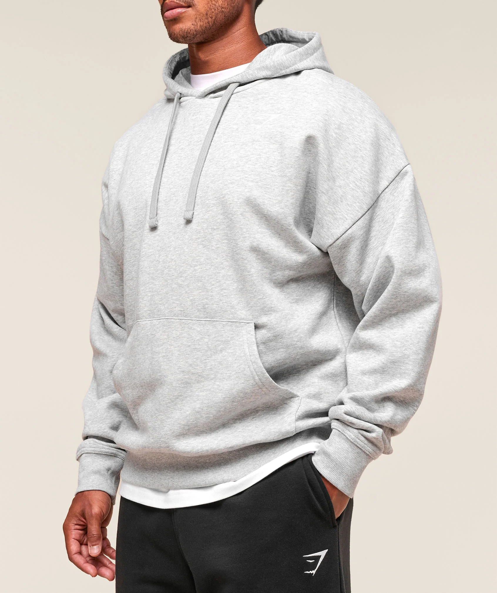 Gymshark Crest Oversized Hoodie - Light Grey Marl - Image 3