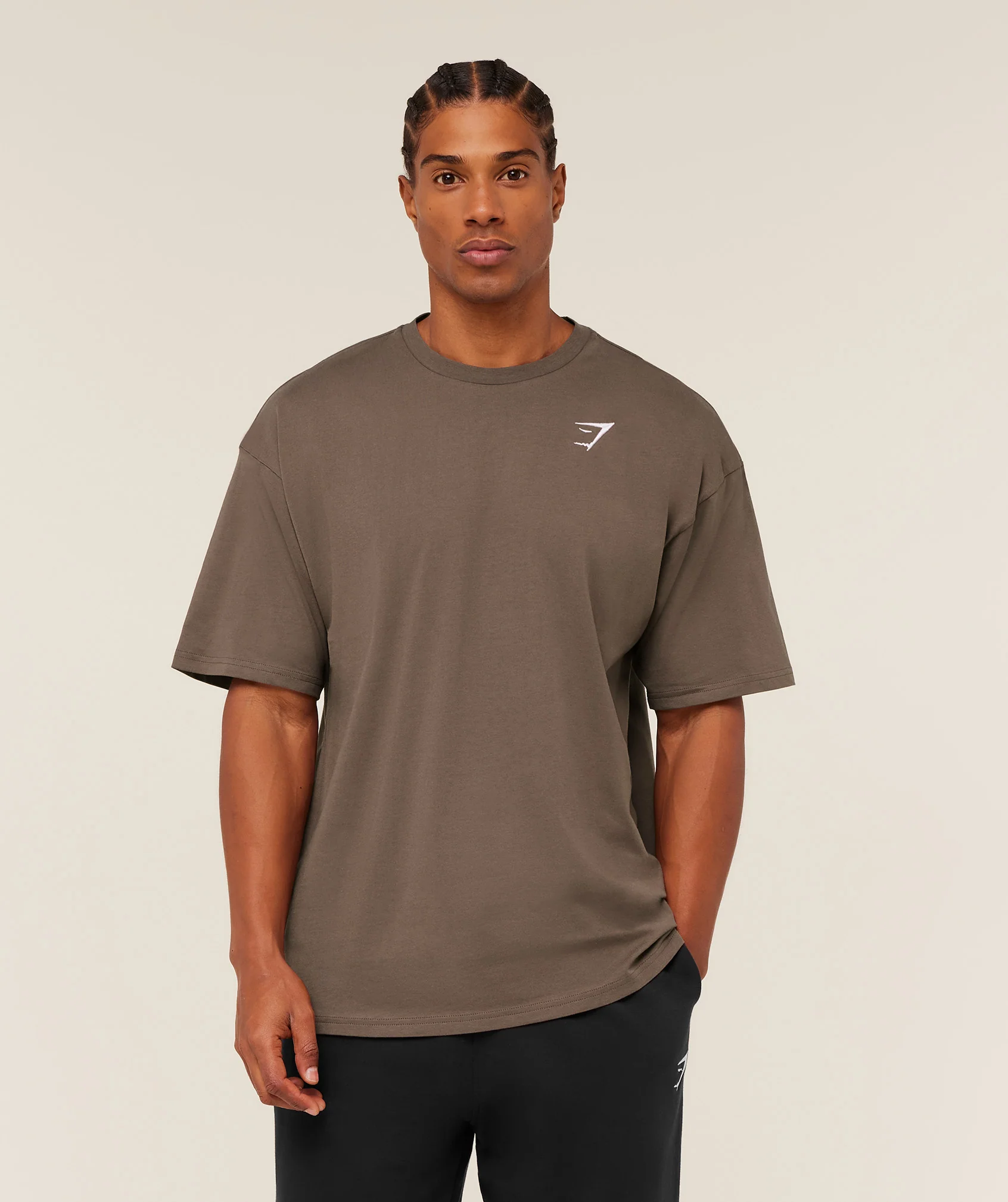 Gymshark Crest Oversized T-Shirt - Soft Brown - Image 4