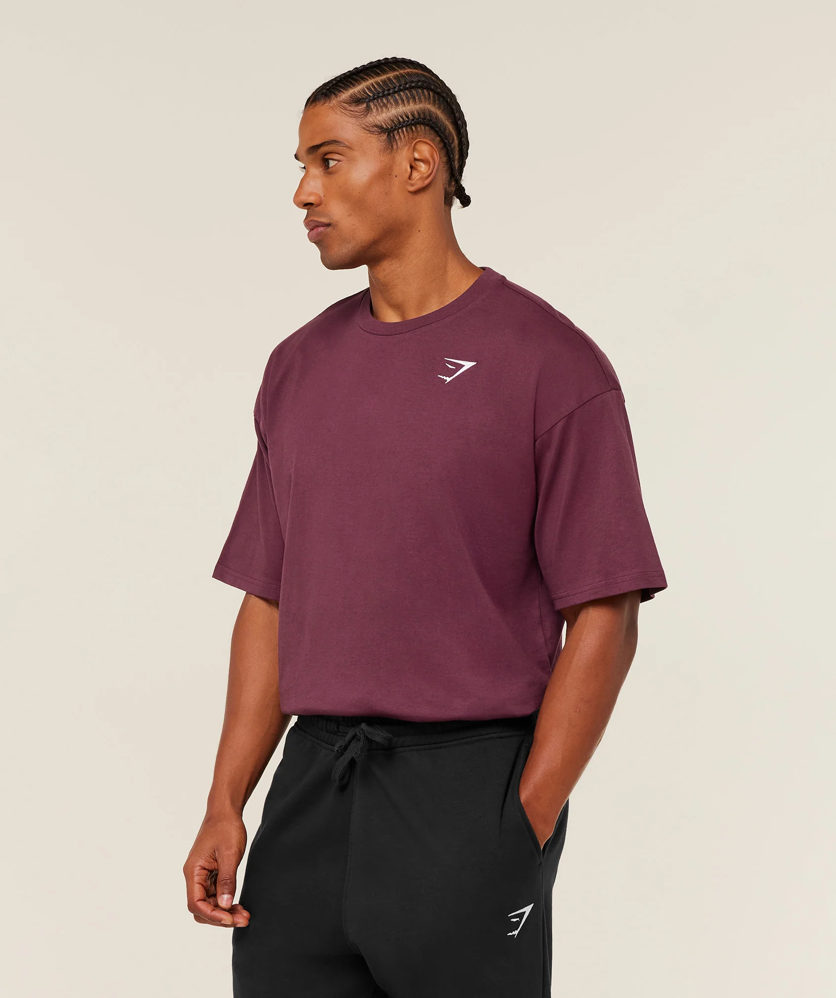 Gymshark Crest Oversized T-Shirt - GS Impact Burgundy - Image 2