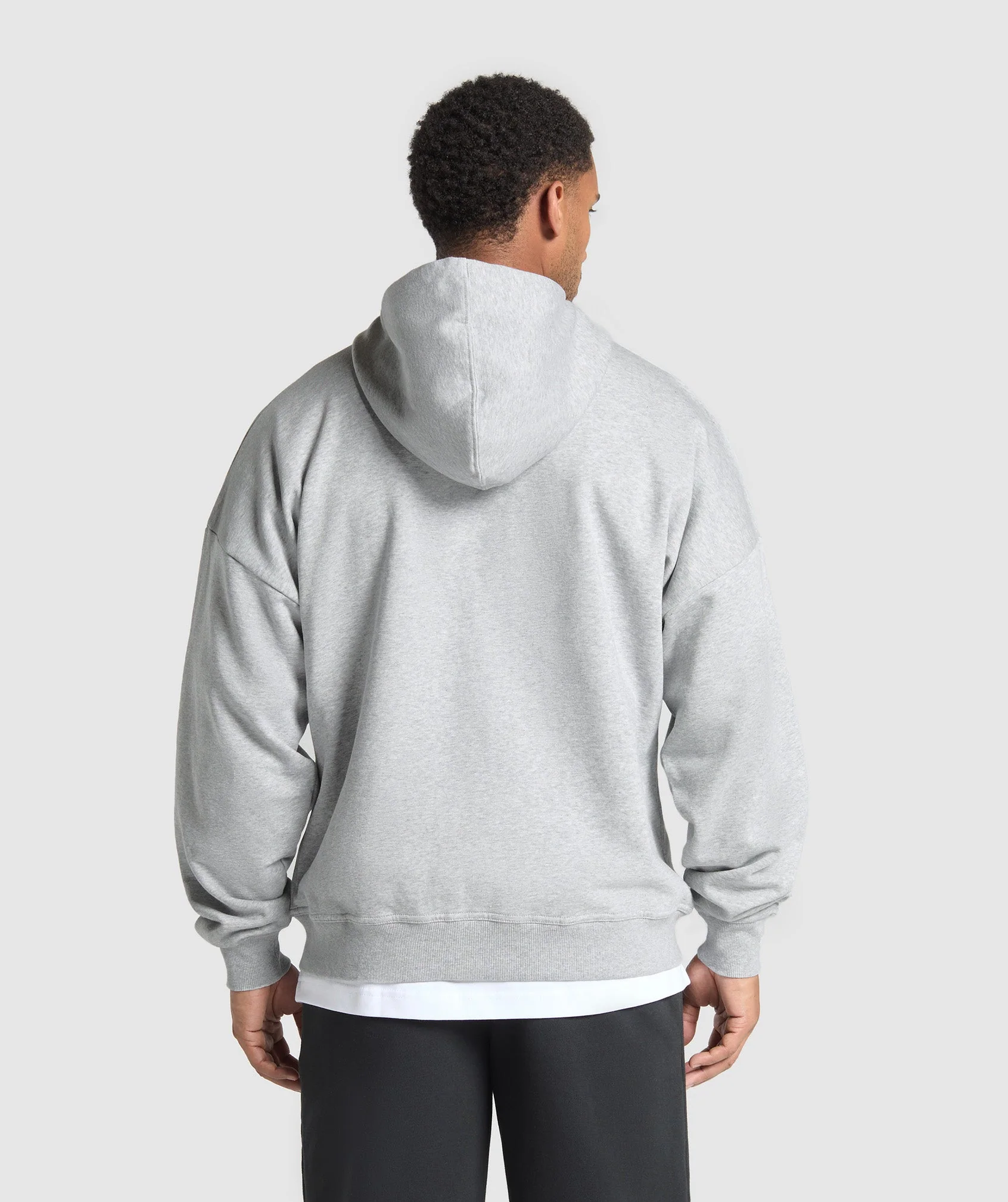 Gymshark Crest Oversized Zip Up Hoodie - Light Grey Core Marl - Image 2
