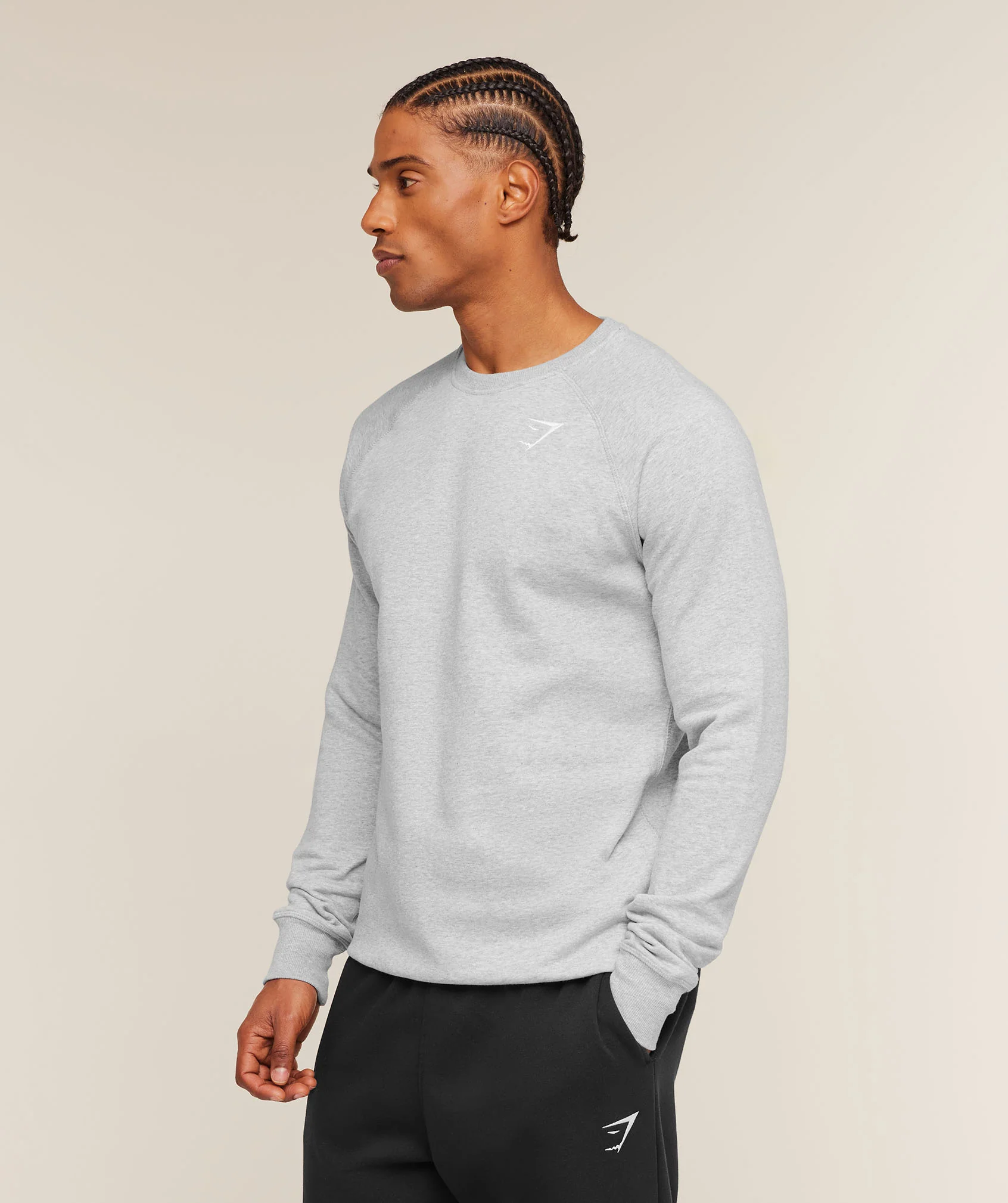 Gymshark Crest Sweatshirt - Light Grey Marl - Image 3