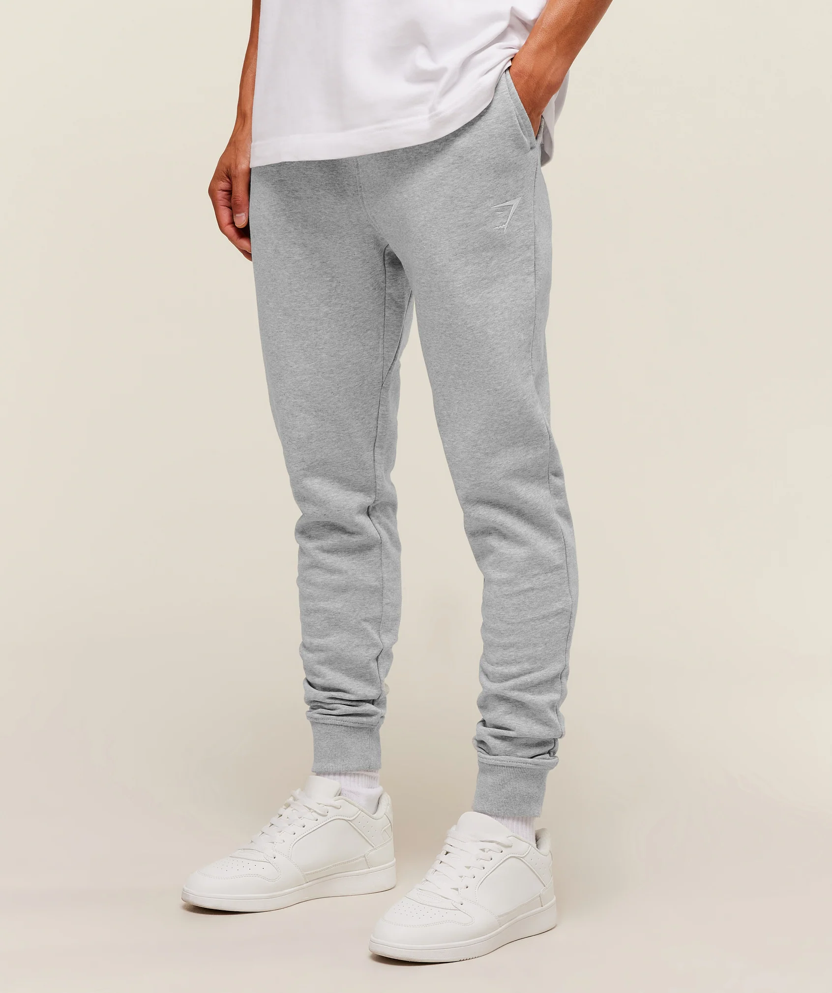 Gymshark Crest Tall Joggers - Light Grey Core Marl - Image 3