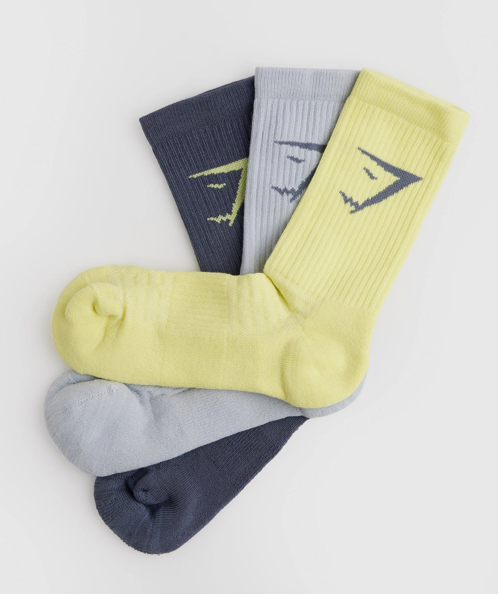Gymshark Crew Socks 3pk - Green/Grey/Blue - Image 5