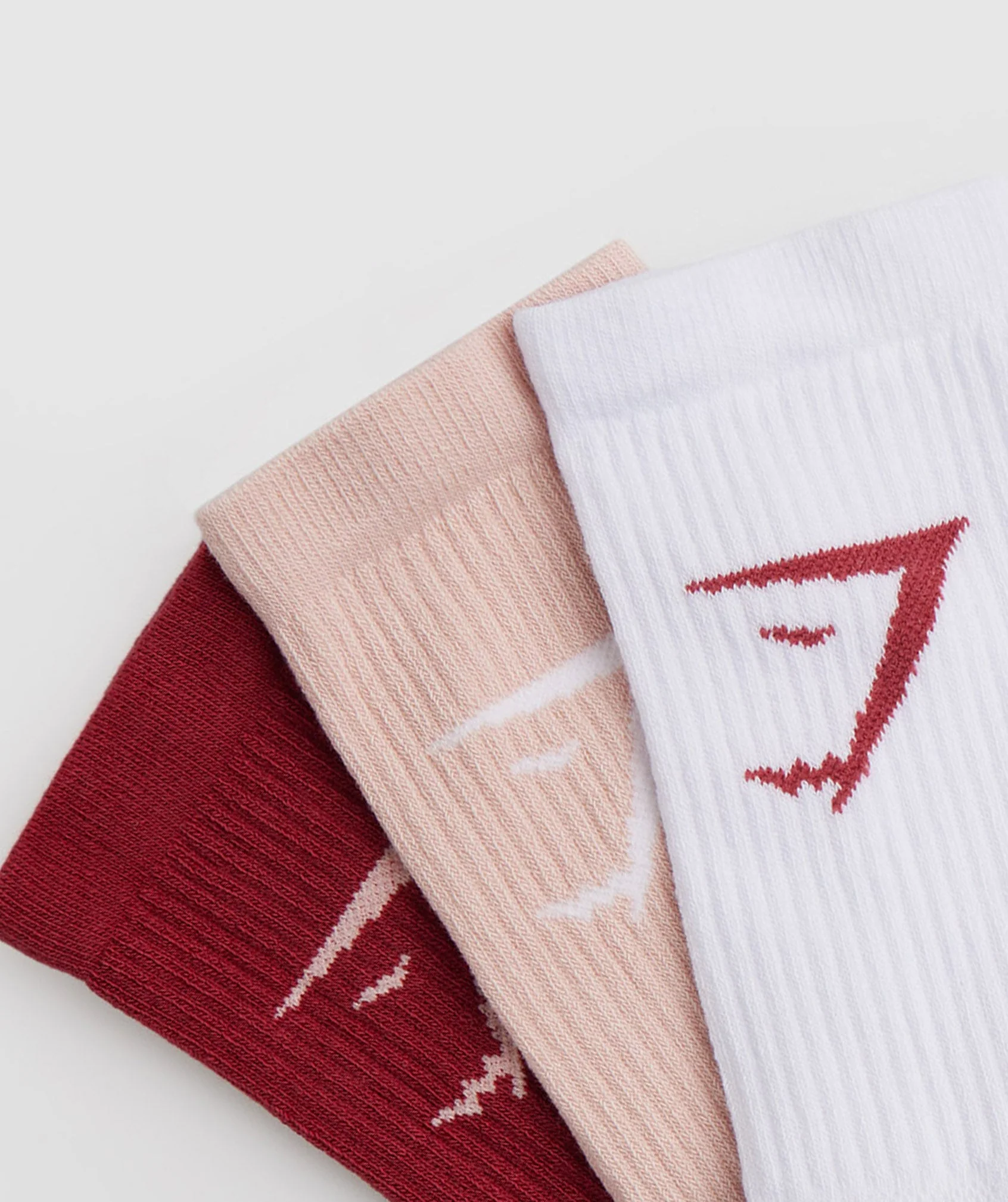 Gymshark Crew Socks 3pk - White/Pink/Red - Image 3