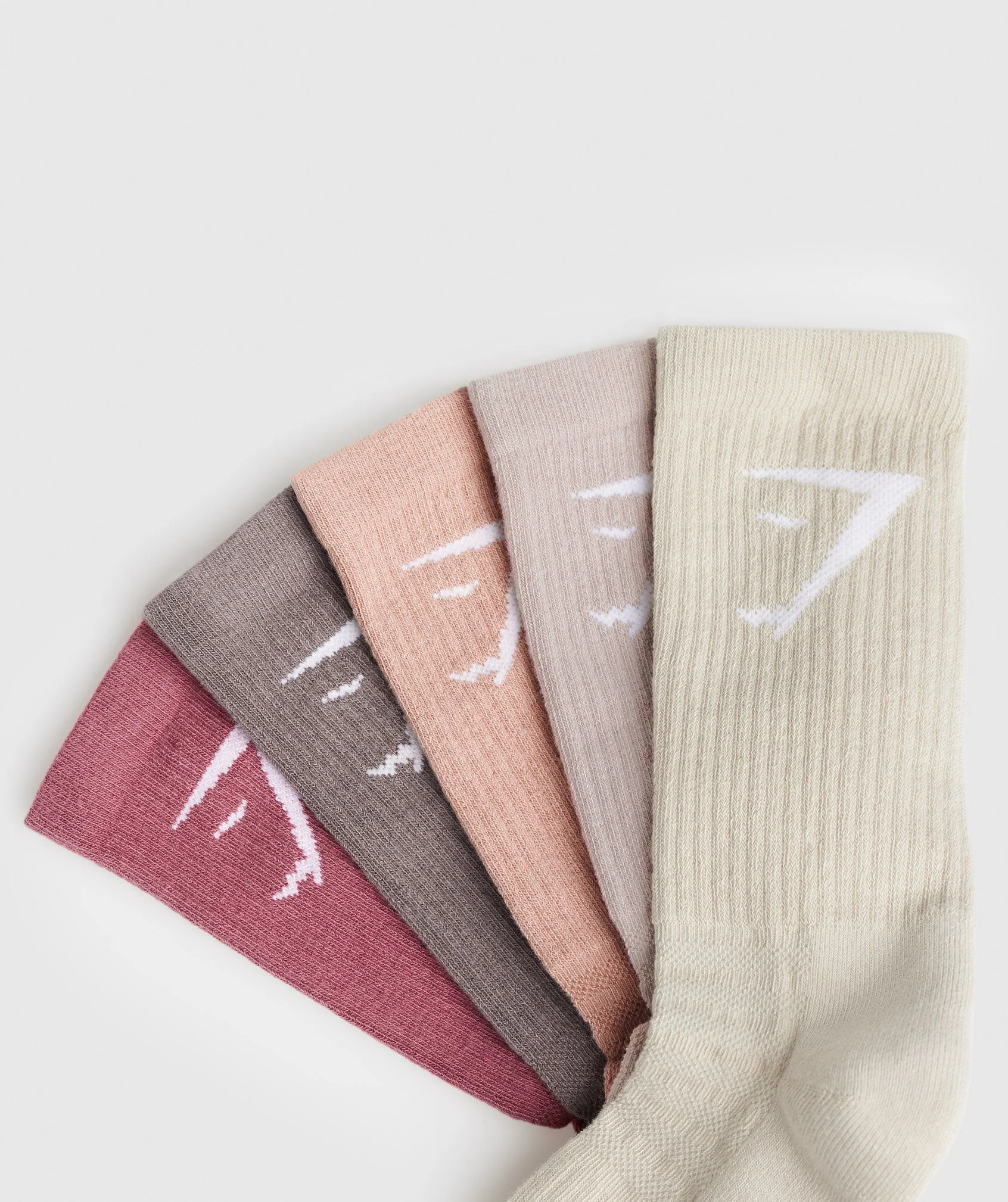 Gymshark Crew Socks 5pk - Berry/Brown/Pink/Pink/Brown - Image 2
