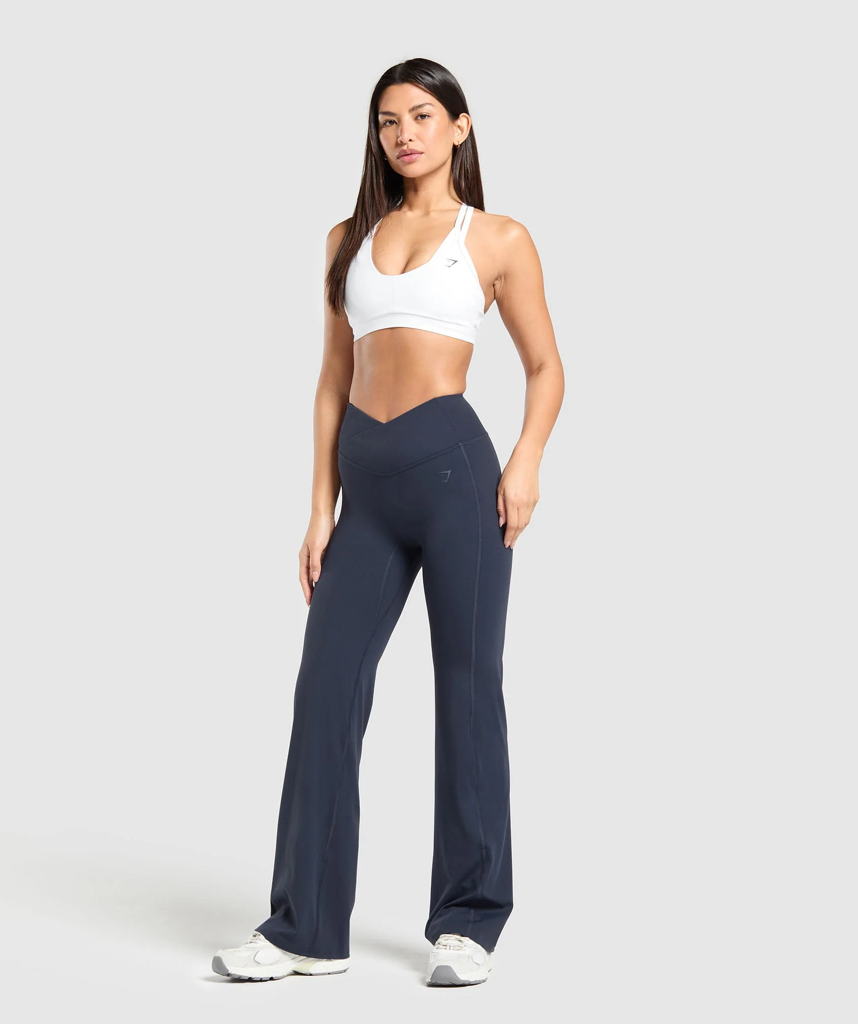 Gymshark Crossover Regular Flared Leggings - Heavy Blue - Image 4