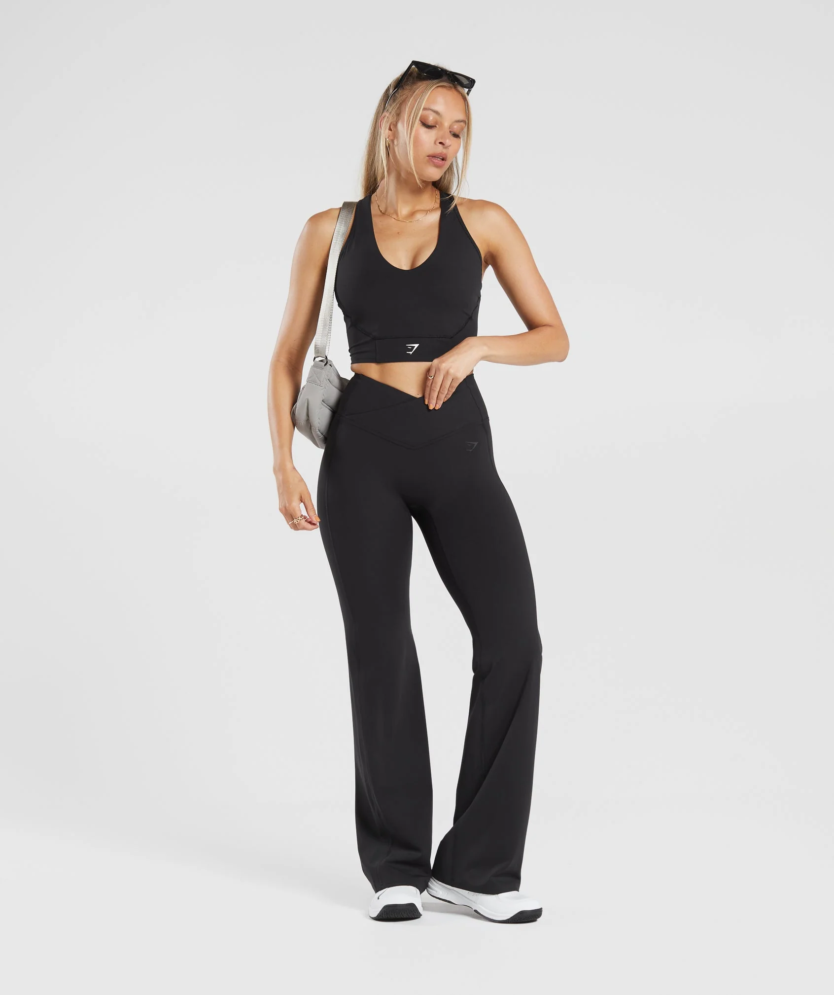 Gymshark Crossover Regular Flared Leggings - Black - Image 4
