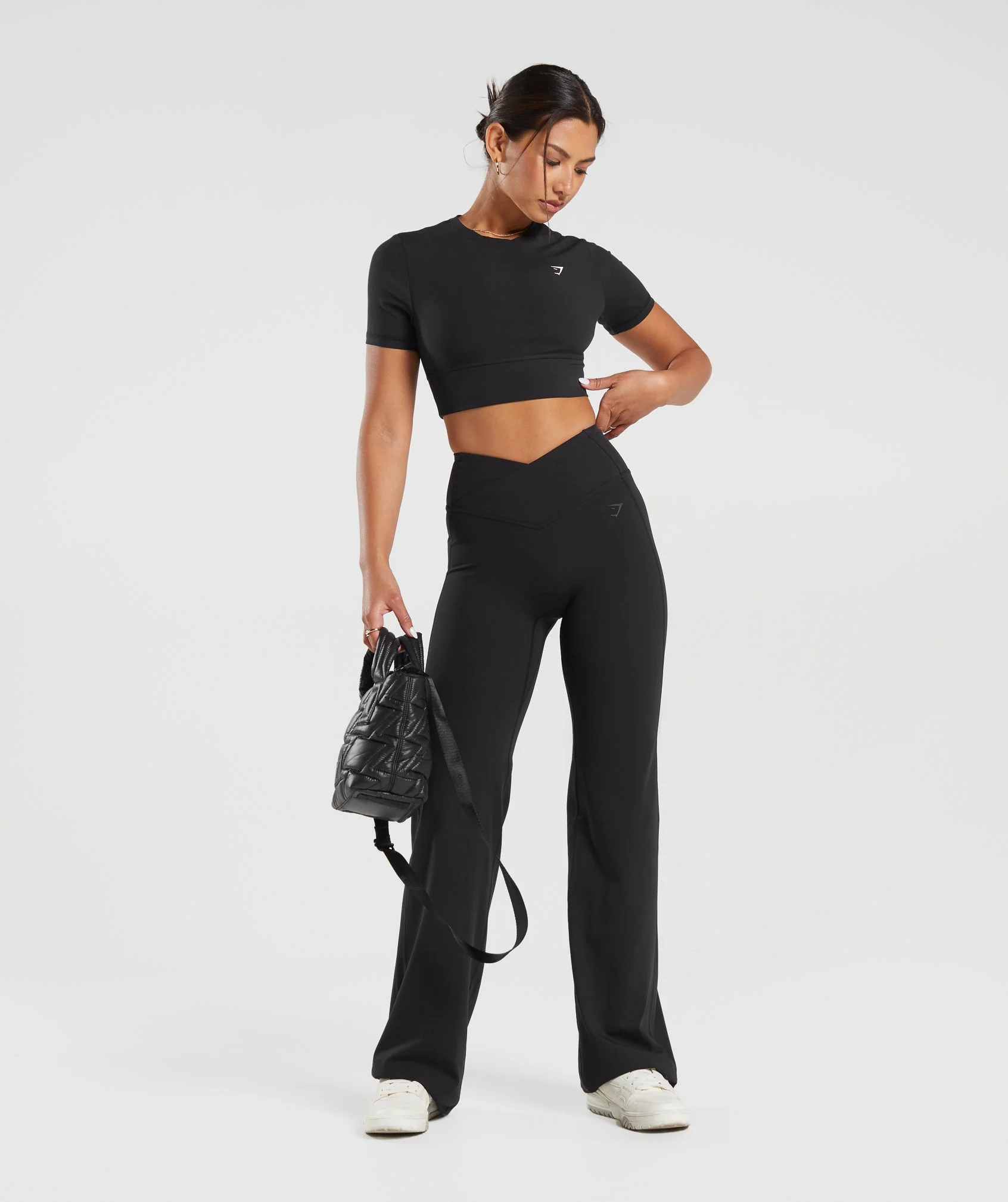 Gymshark Crossover Tall Flared Leggings - Black - Image 4