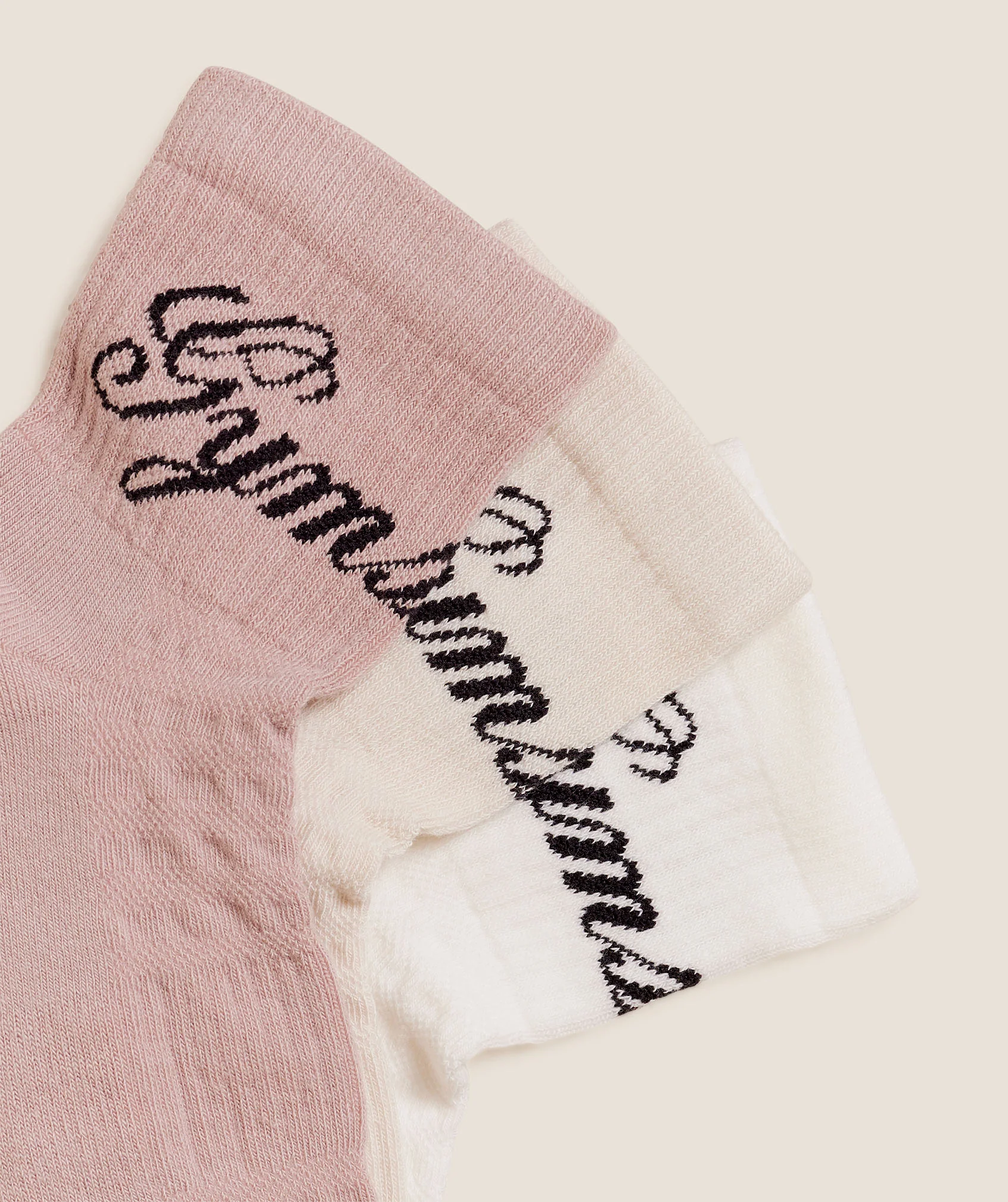 Gymshark Cursive Wordmark Graphic Midi 3pk - Muted Pink/Oat White/Soft White - Image 2