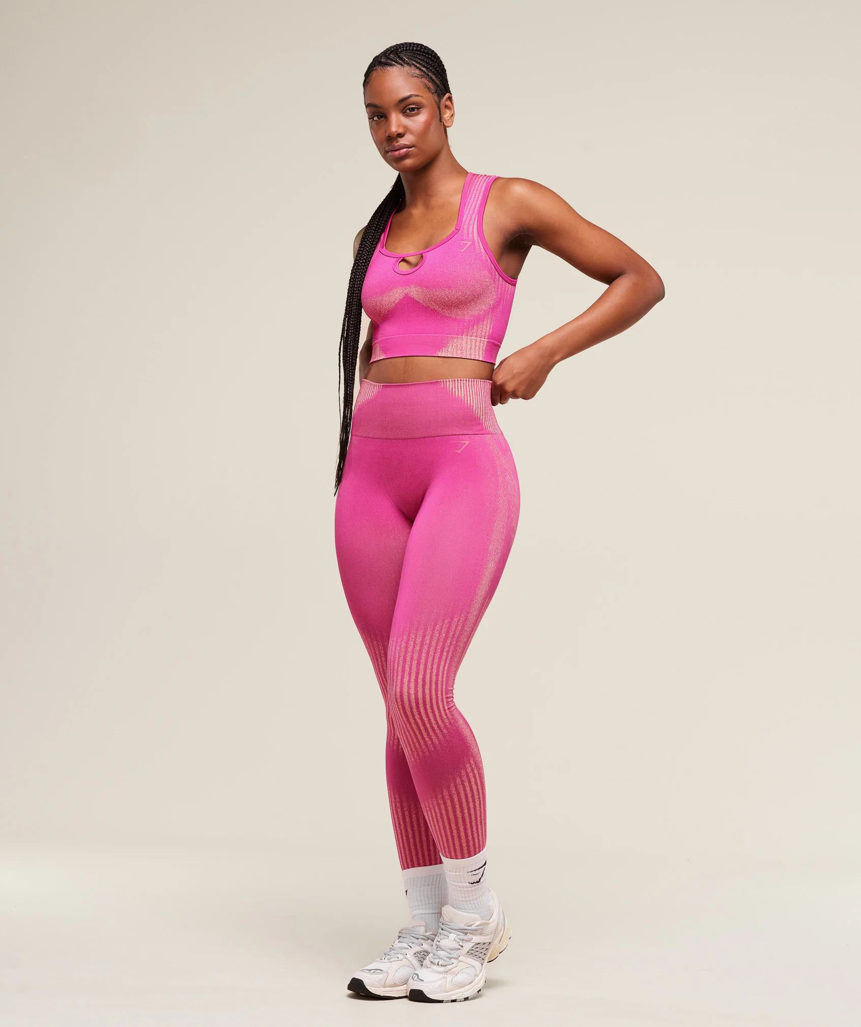 Gymshark Diffuse Seamless Cropped Tank - Winning Pink/Refresh Yellow - Image 3