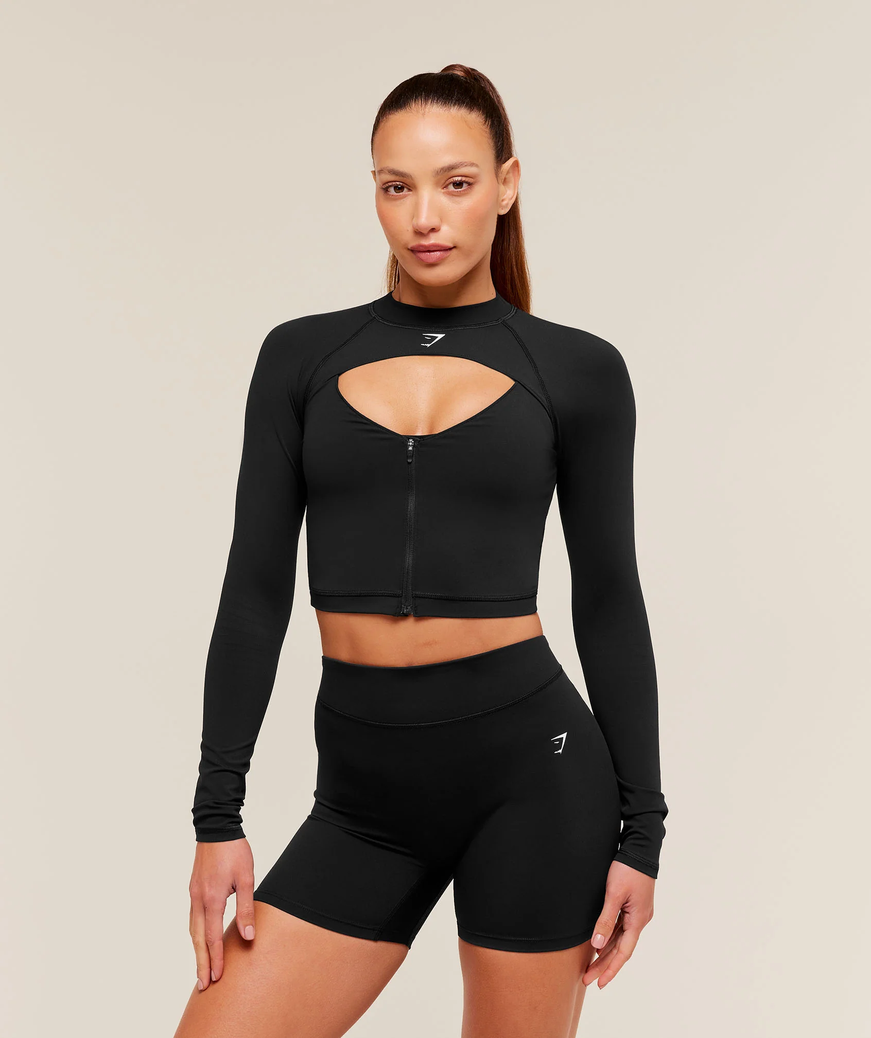 Gymshark Dipped Long Sleeve 1/4 Zip Jacket - Black