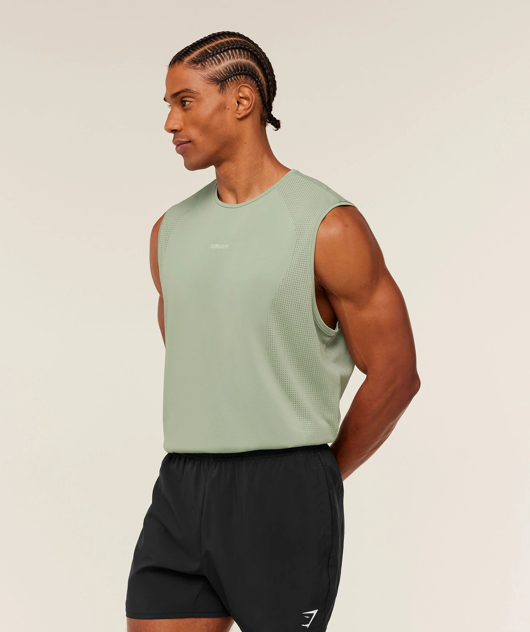 Gymshark Distance Seamless Tank - Haze Green / Haze Green - Image 4