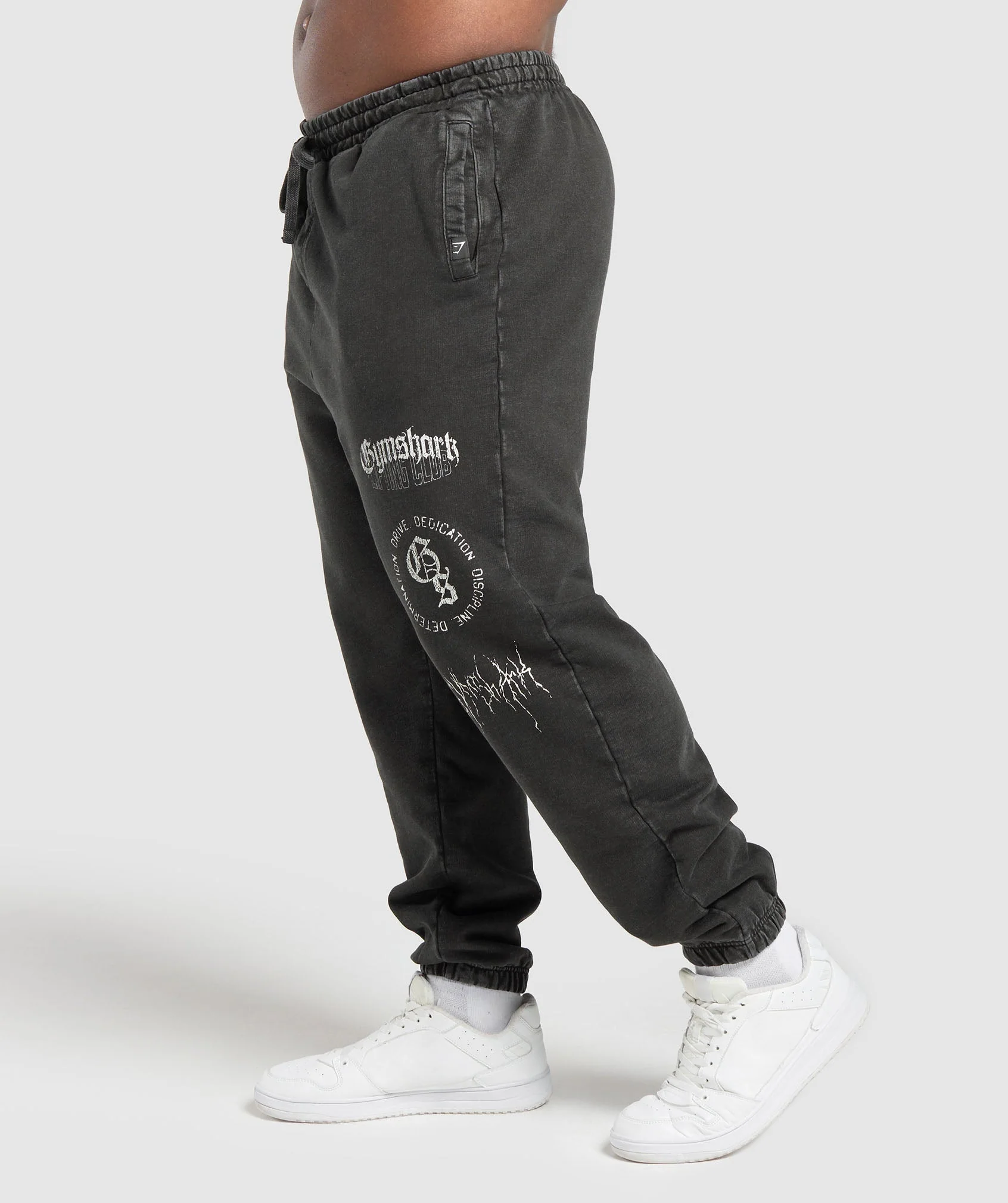Gymshark Distressed Graphic Joggers - Black Acid Wash - Image 10