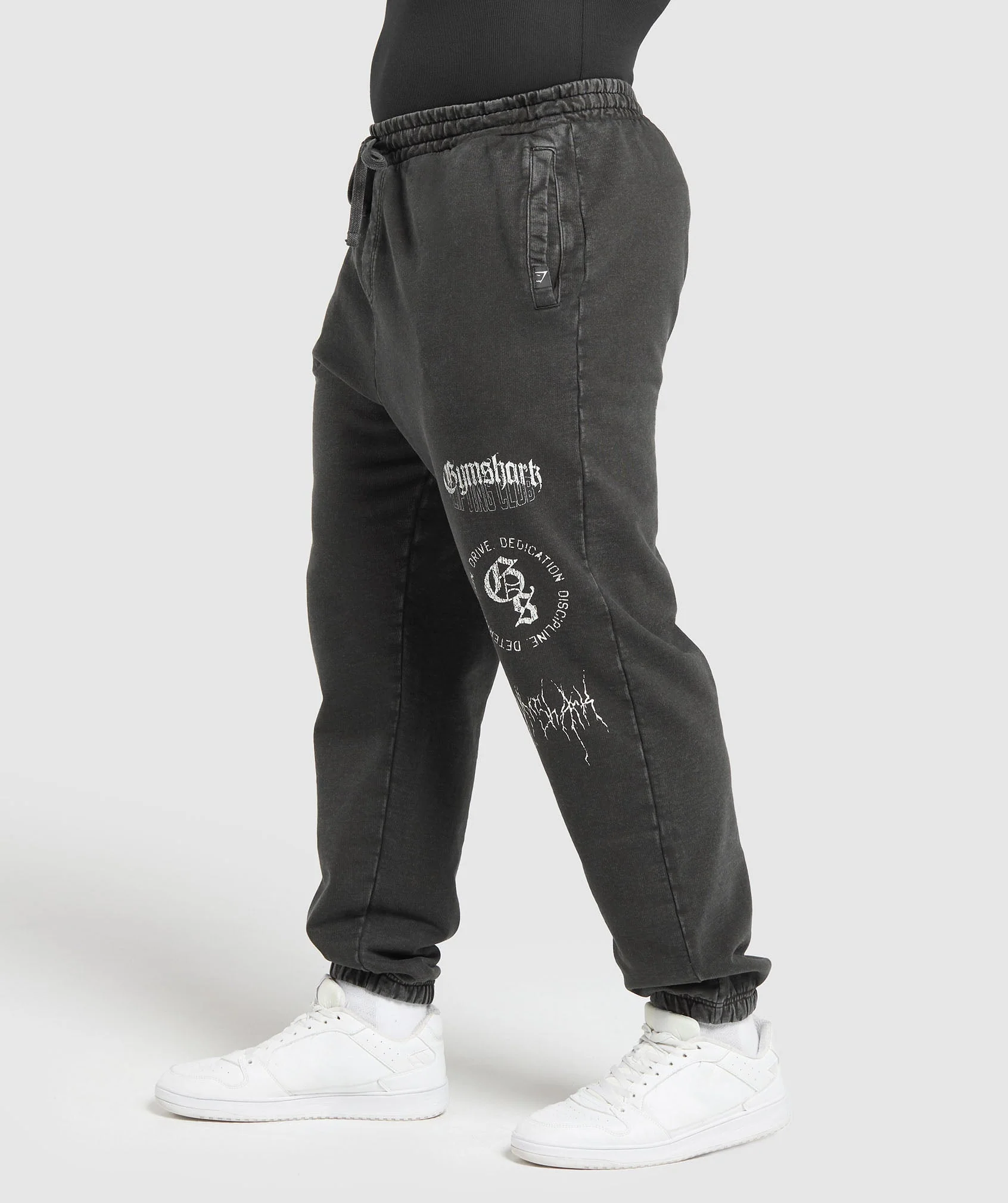 Gymshark Distressed Graphic Joggers - Black Acid Wash - Image 12