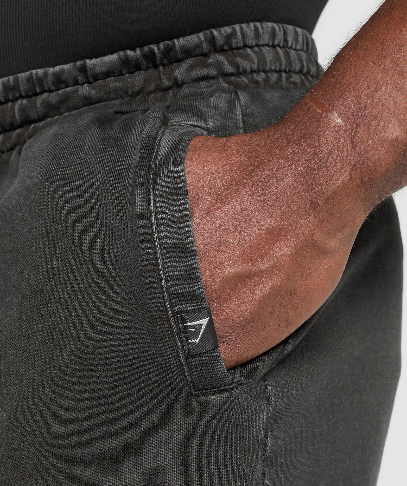 Gymshark Distressed Graphic Joggers - Black Acid Wash - Image 5
