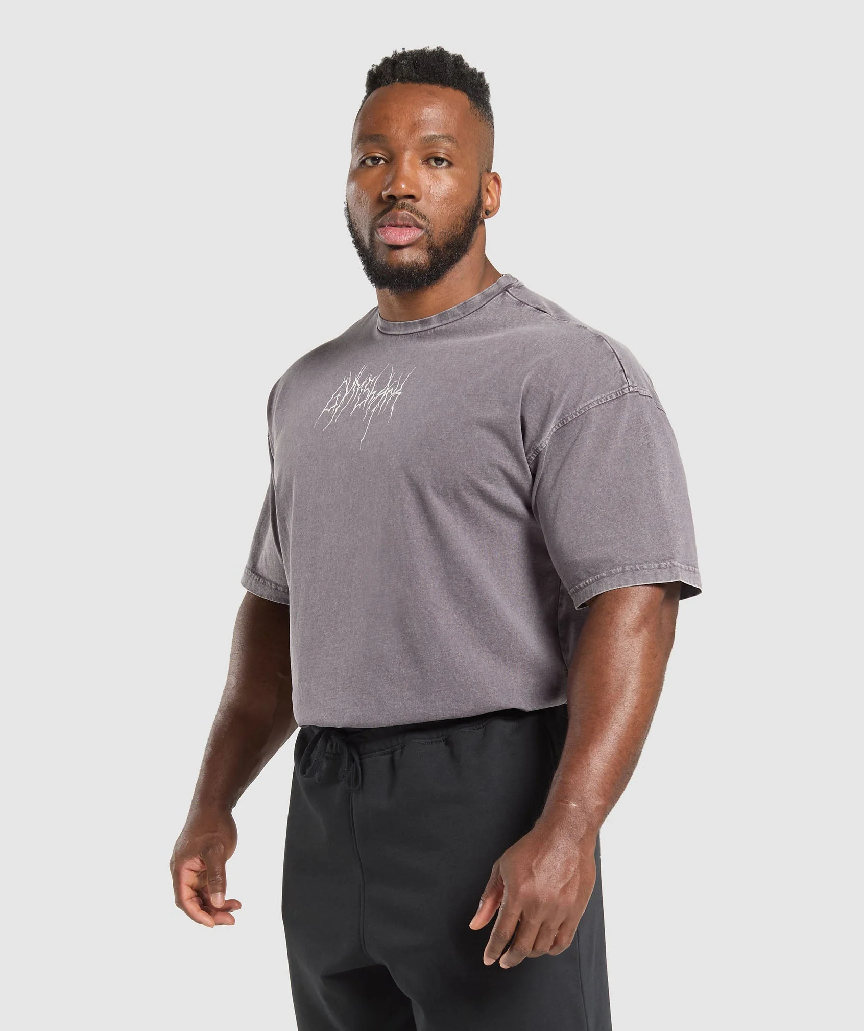 Gymshark Distressed Graphic T-shirt - Brushed Purple Acid Wash - Image 3