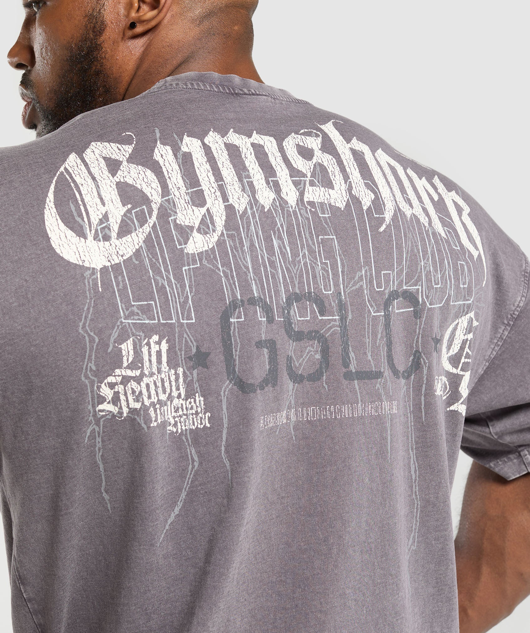 Gymshark Distressed Graphic T-shirt - Brushed Purple Acid Wash - Image 6
