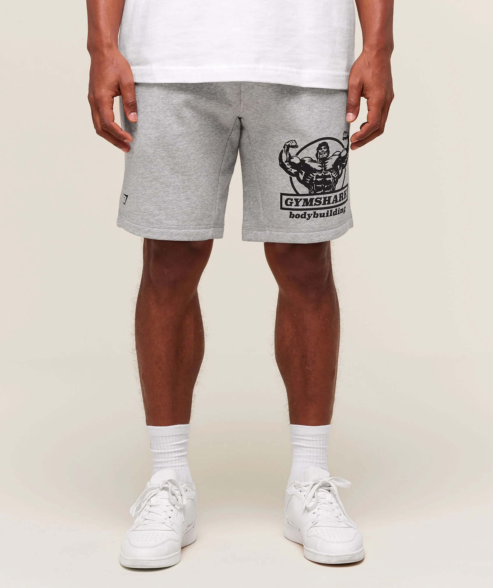 Gymshark Double Bicep 9" Shorts - Light Grey Core Marl
