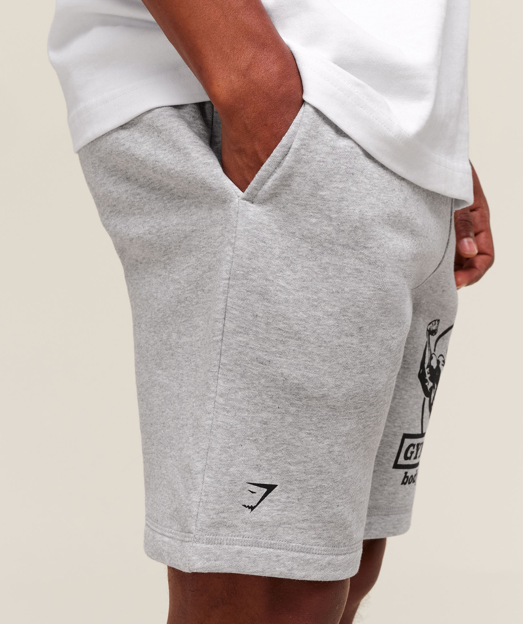 Gymshark Double Bicep 9" Shorts - Light Grey Core Marl - Image 4