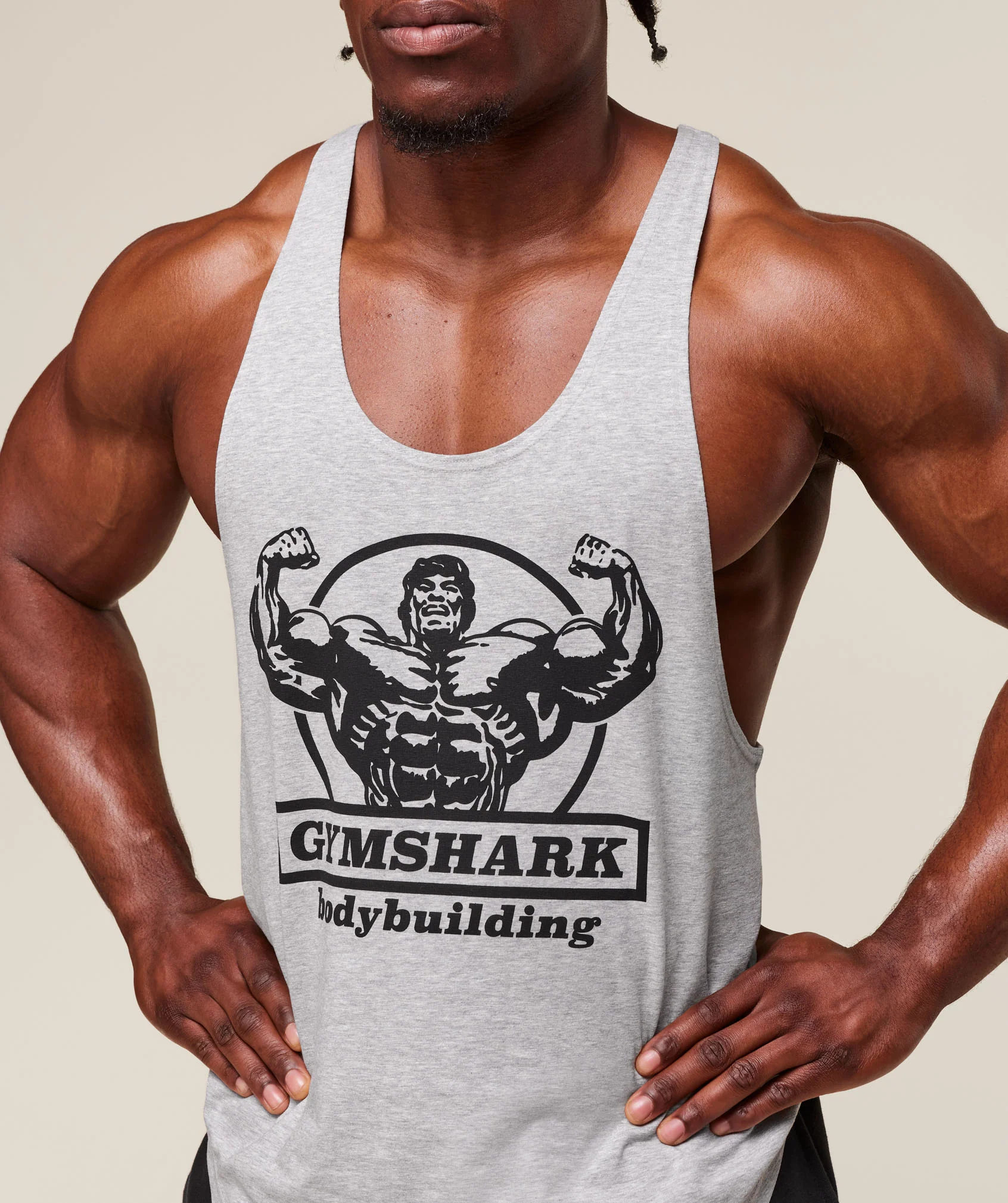Gymshark Double Bicep Stringer - Light Grey Core Marl - Image 4