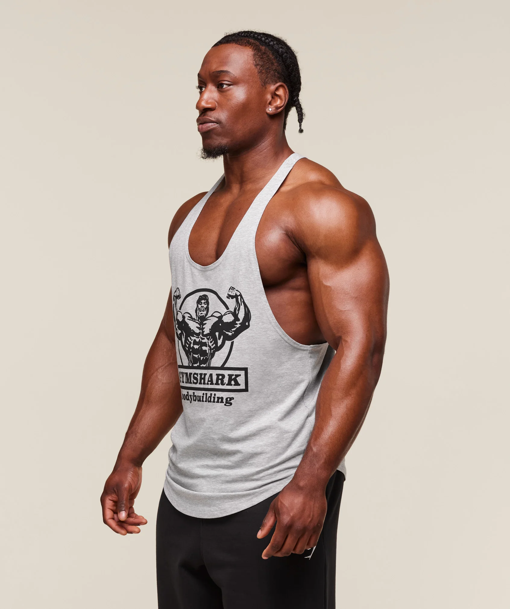 Gymshark Double Bicep Stringer - Light Grey Core Marl - Image 5