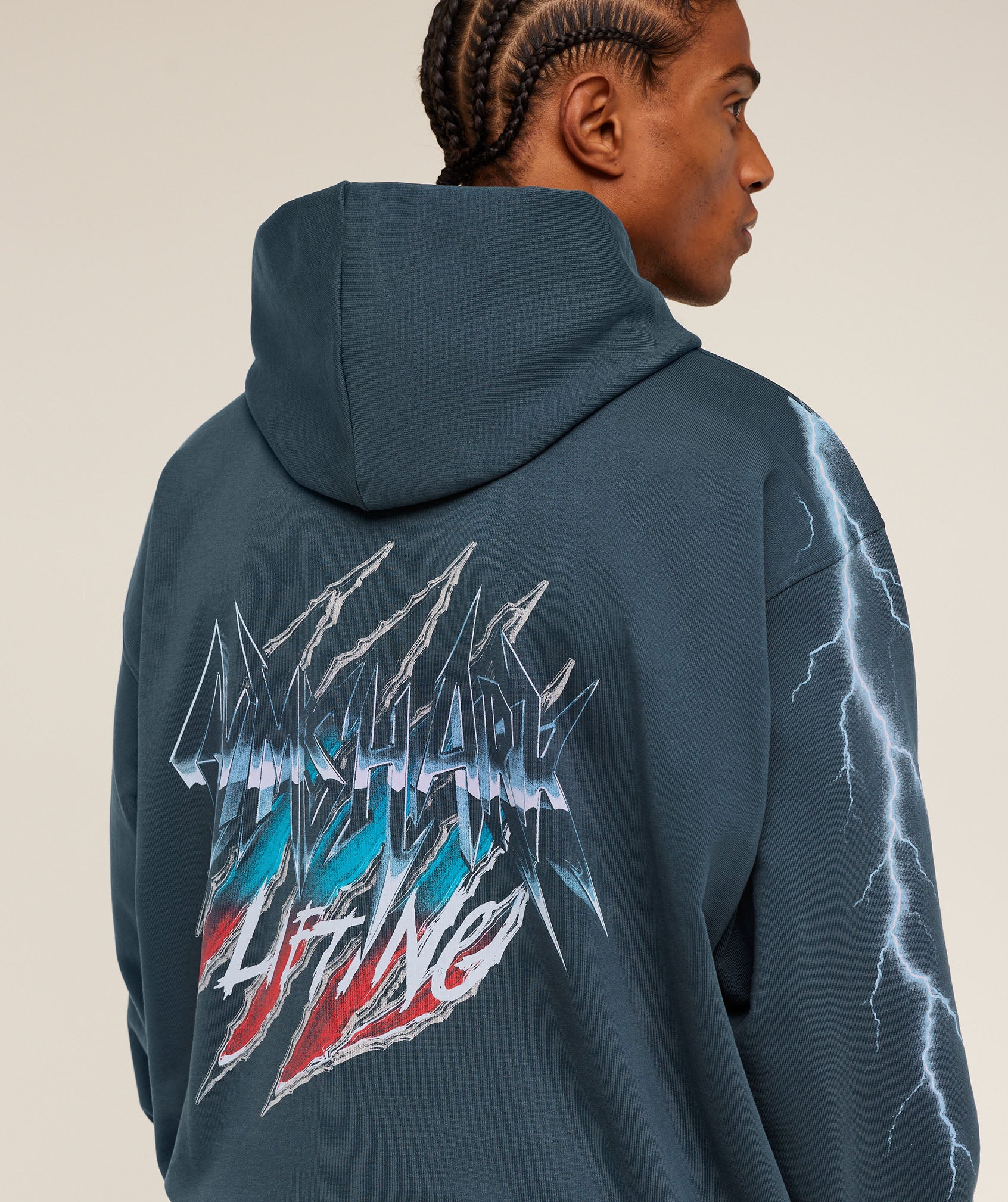 Gymshark Eagle Band Style Graphic Hoodie - GS Stealth Blue - Image 3
